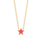 Collier étoile corail enfant en plaqué or, 37 cm