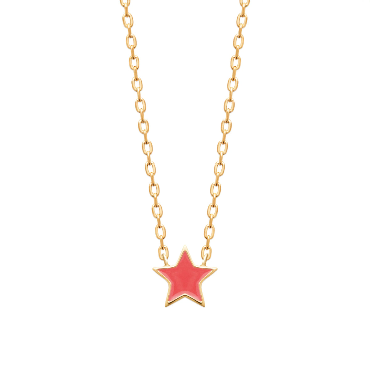Collier étoile corail enfant en plaqué or, 37 cm