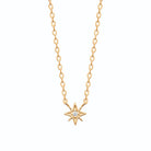 Collier étoile à huit branches granulée et zircon en plaqué or