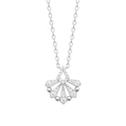 Collier éventail ajouré, rayons de zircons et billes en argent 925