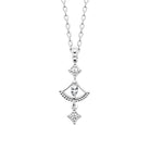 Collier pendentif éventail ajouré et zircons losange en argent 925