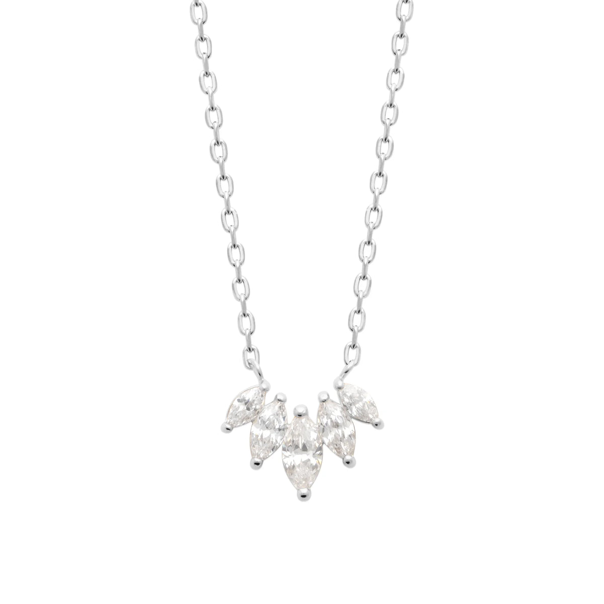 Collier éventail de navettes en argent 925 et zircons