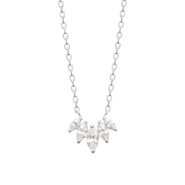 Collier éventail de navettes en argent 925 et zircons