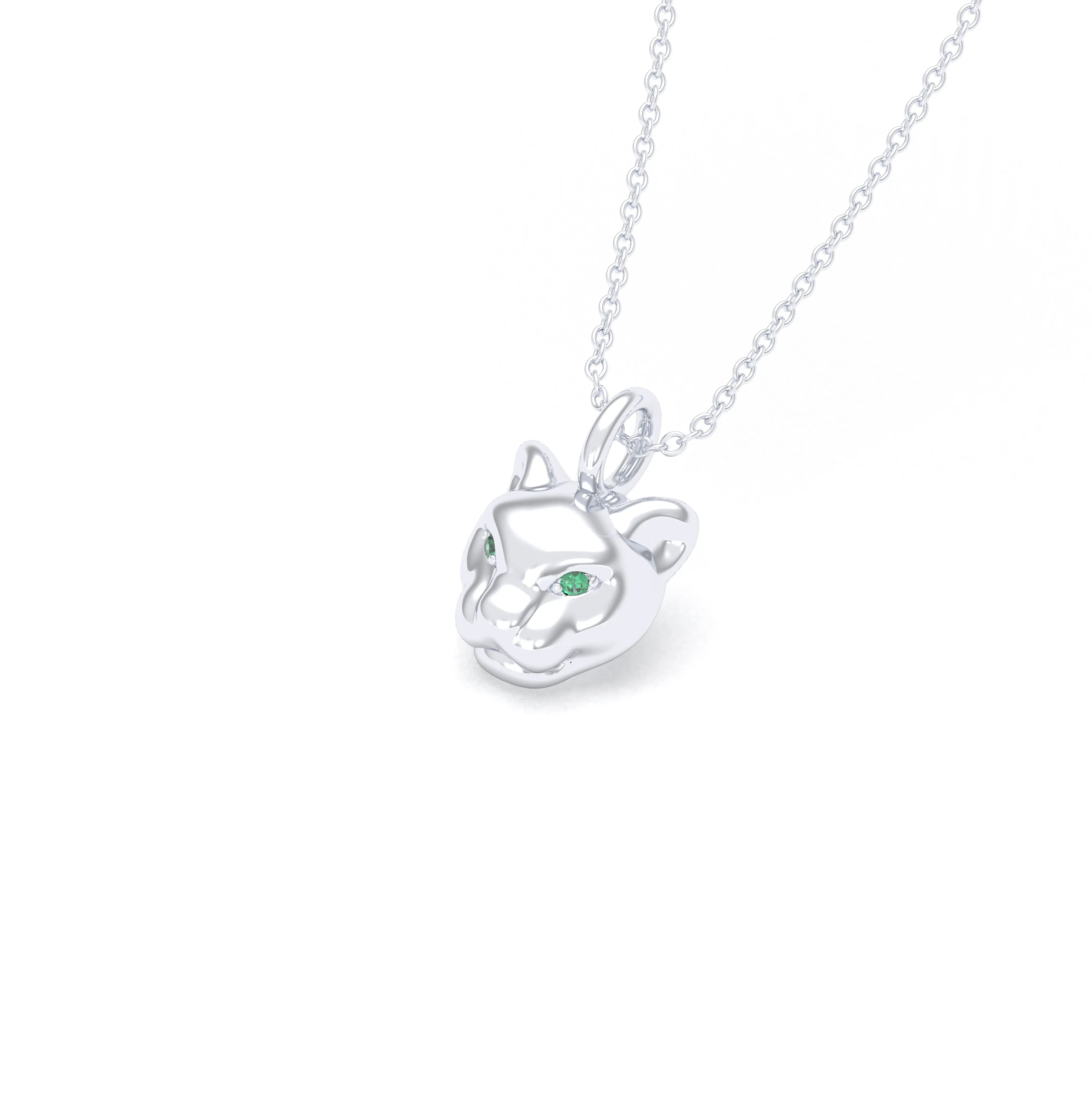 Collier Féline en Argent 950 et Pierres Précieuses Emeraude