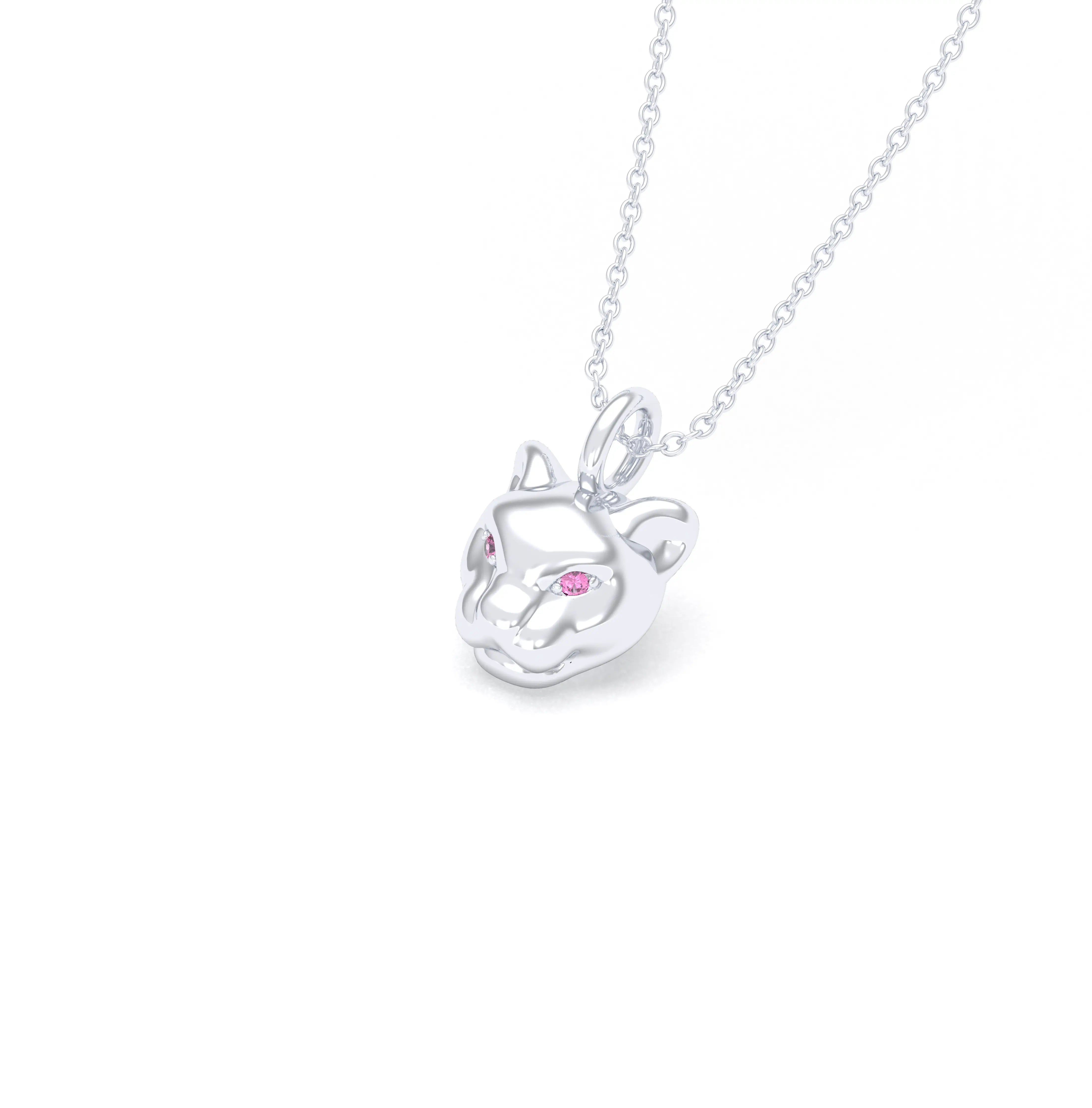 Collier Féline en Argent 950 et Pierres Précieuses Saphir rose