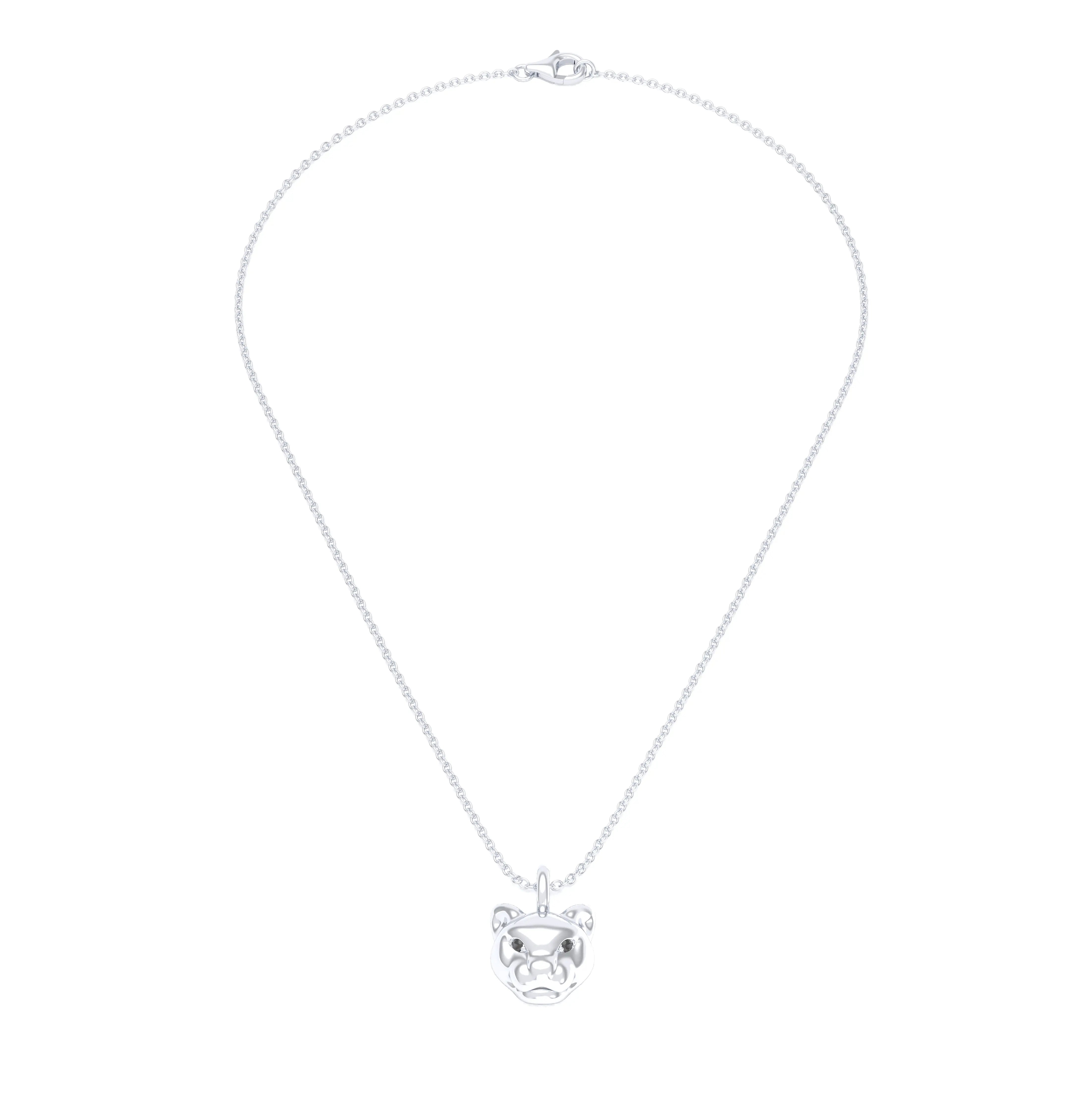 Collier Féline en Or Blanc 18k et Pierres Précieuses