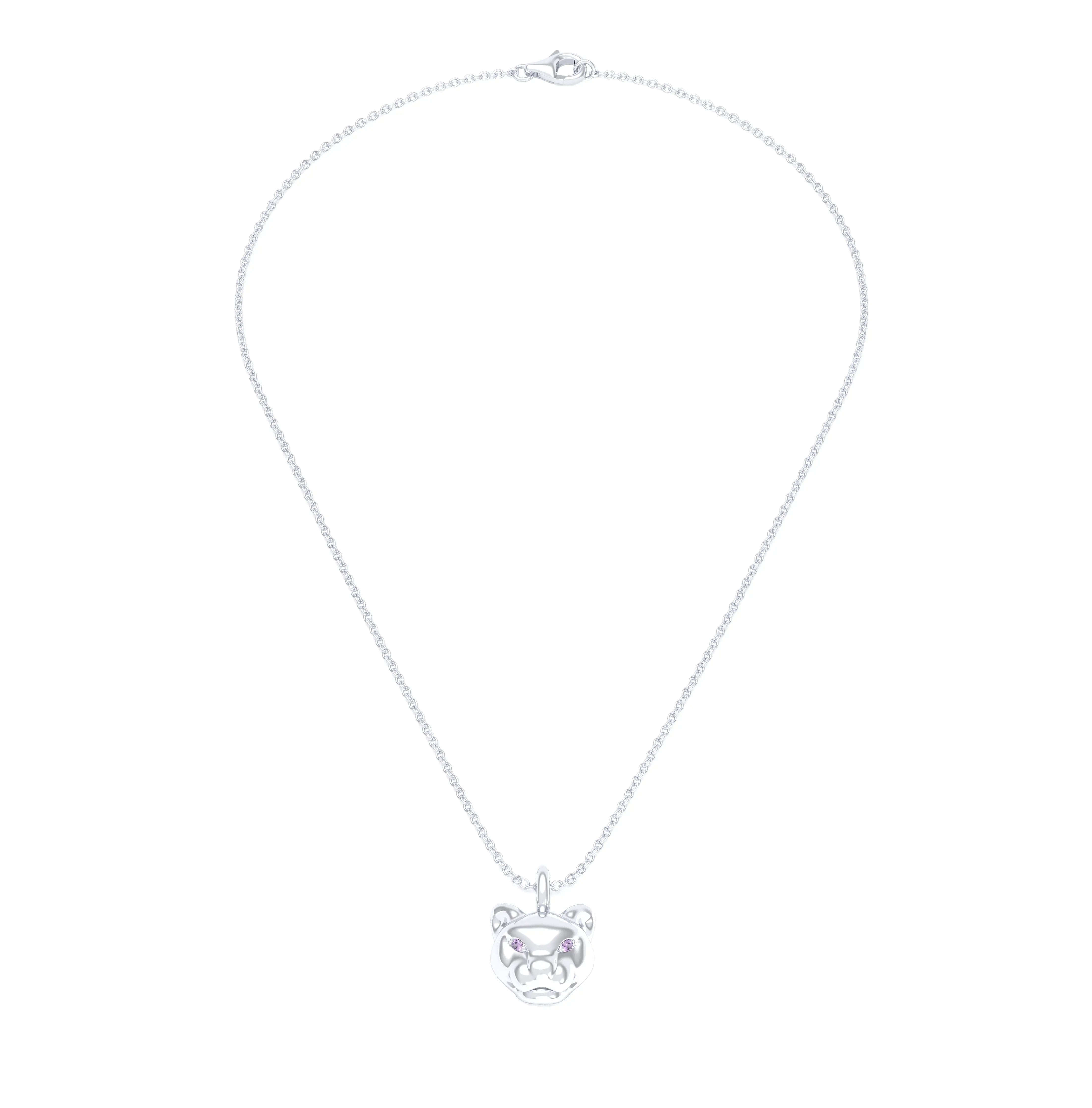 Collier Féline en Or Blanc 18k et Pierres Précieuses