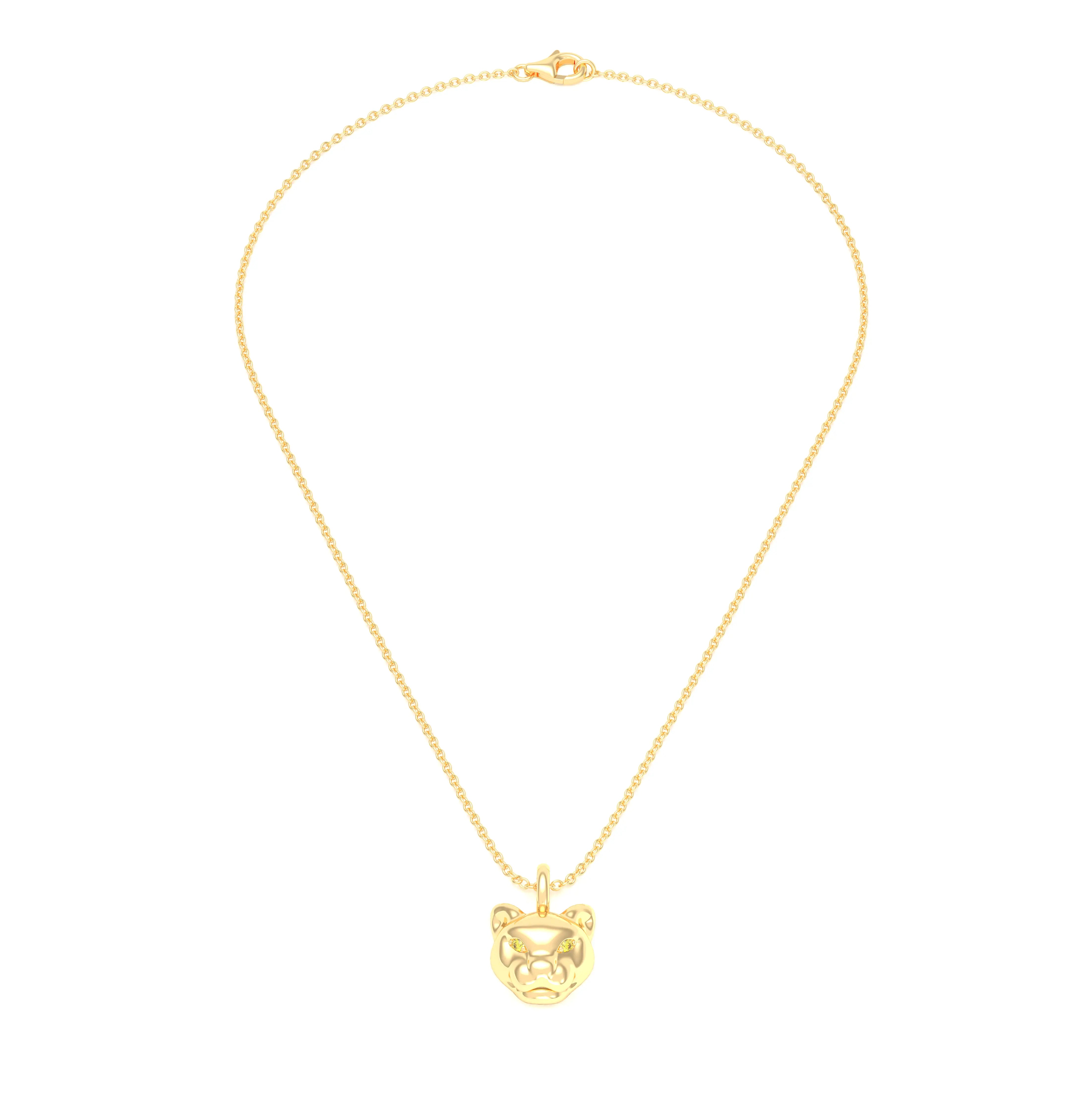 Collier Féline en Or Jaune 18k et Pierres Précieuses