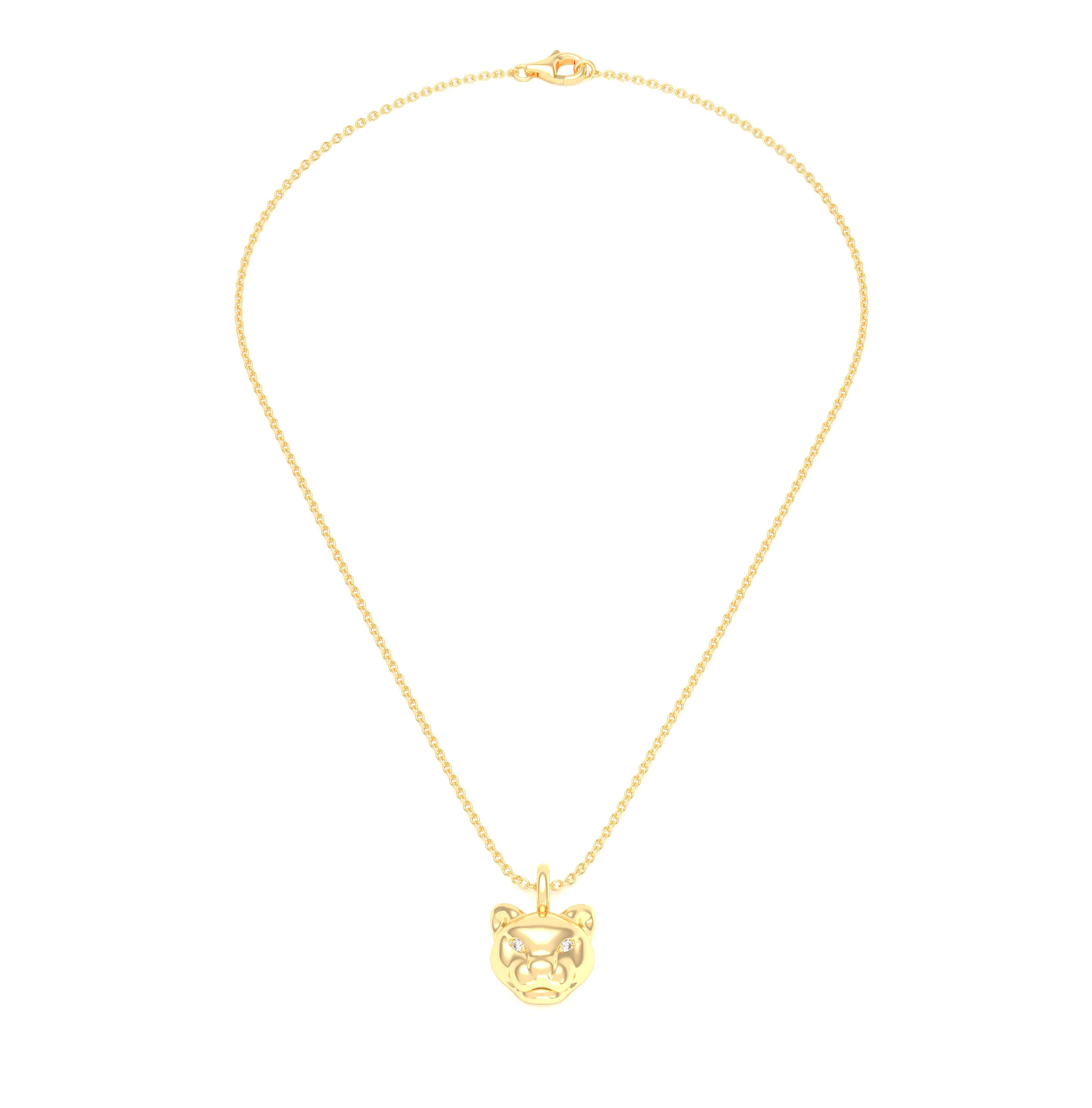 Collier Féline en Or Jaune 18k et Pierres Précieuses