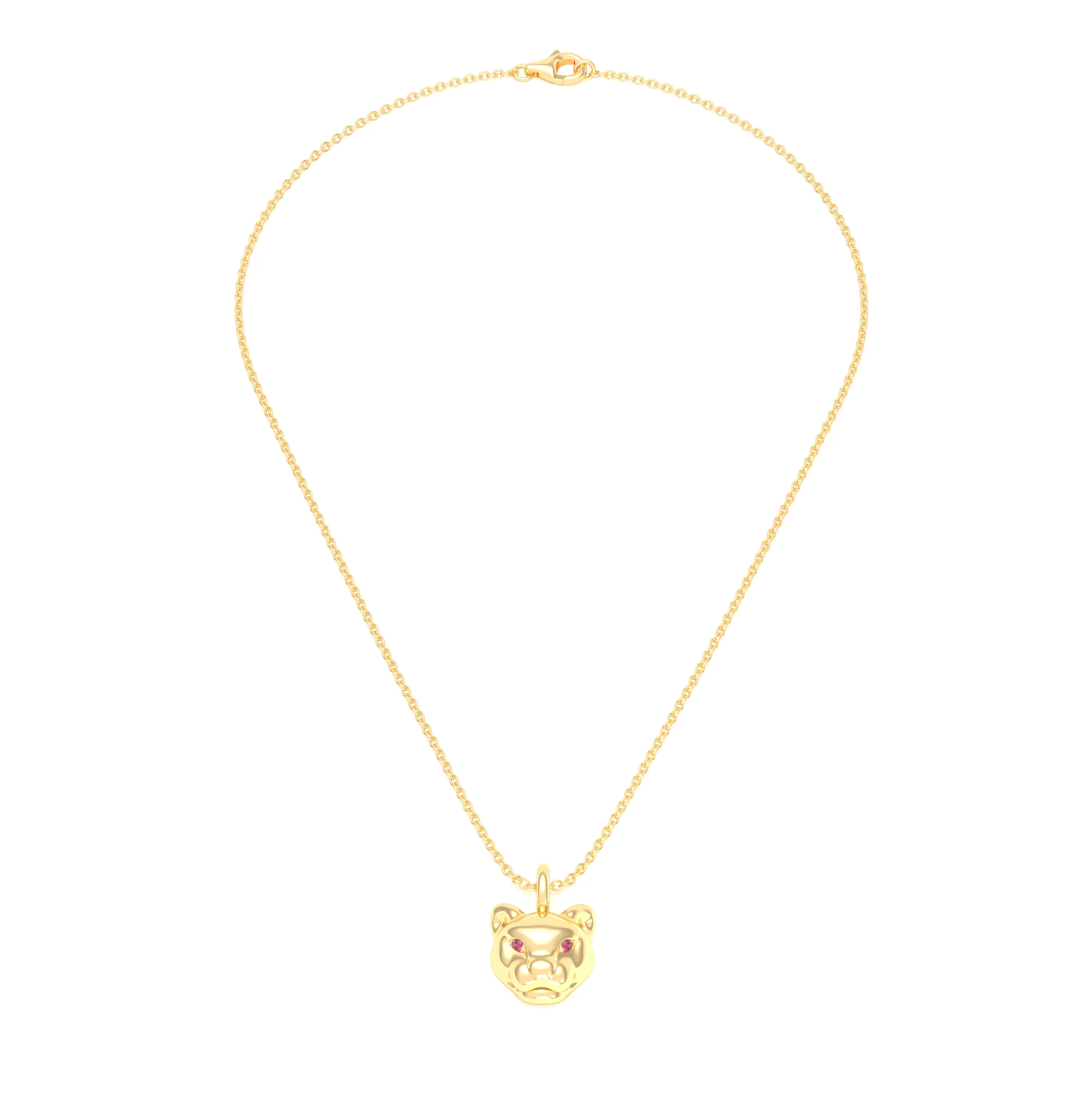 Collier Féline en Or Jaune 18k et Pierres Précieuses