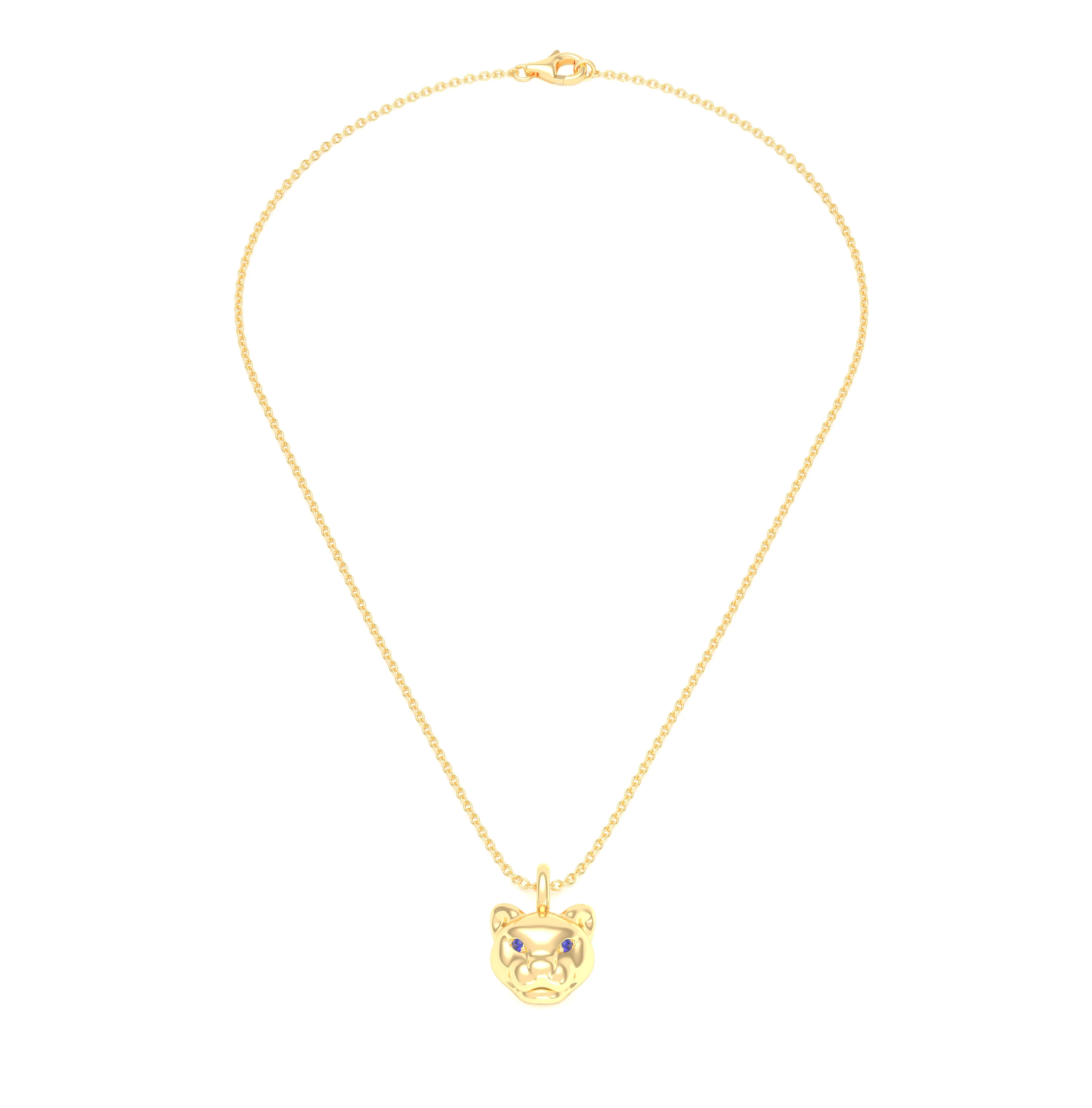Collier Féline en Or Jaune 18k et Pierres Précieuses