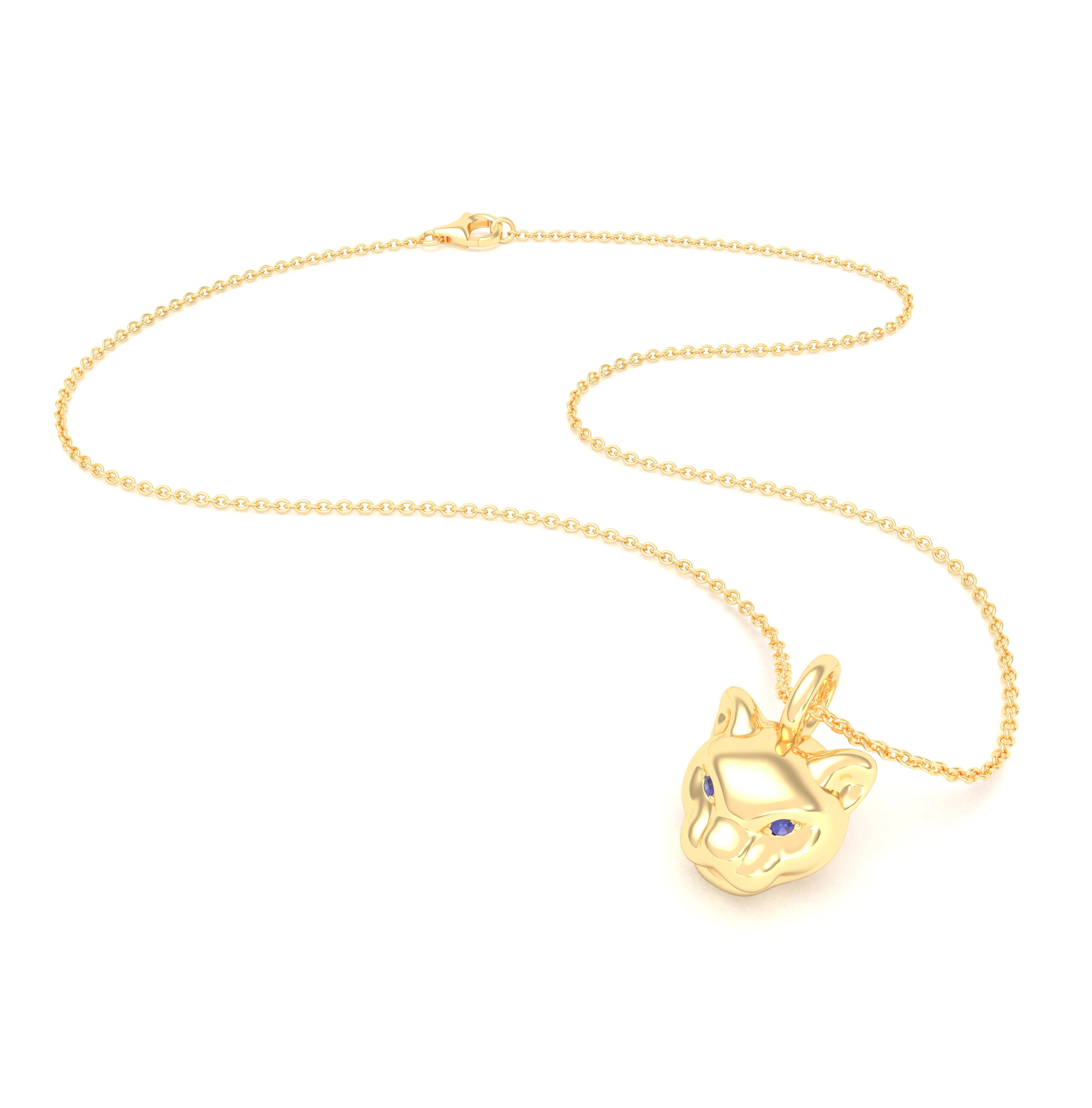 Collier Féline en Or Jaune 18k et Pierres Précieuses