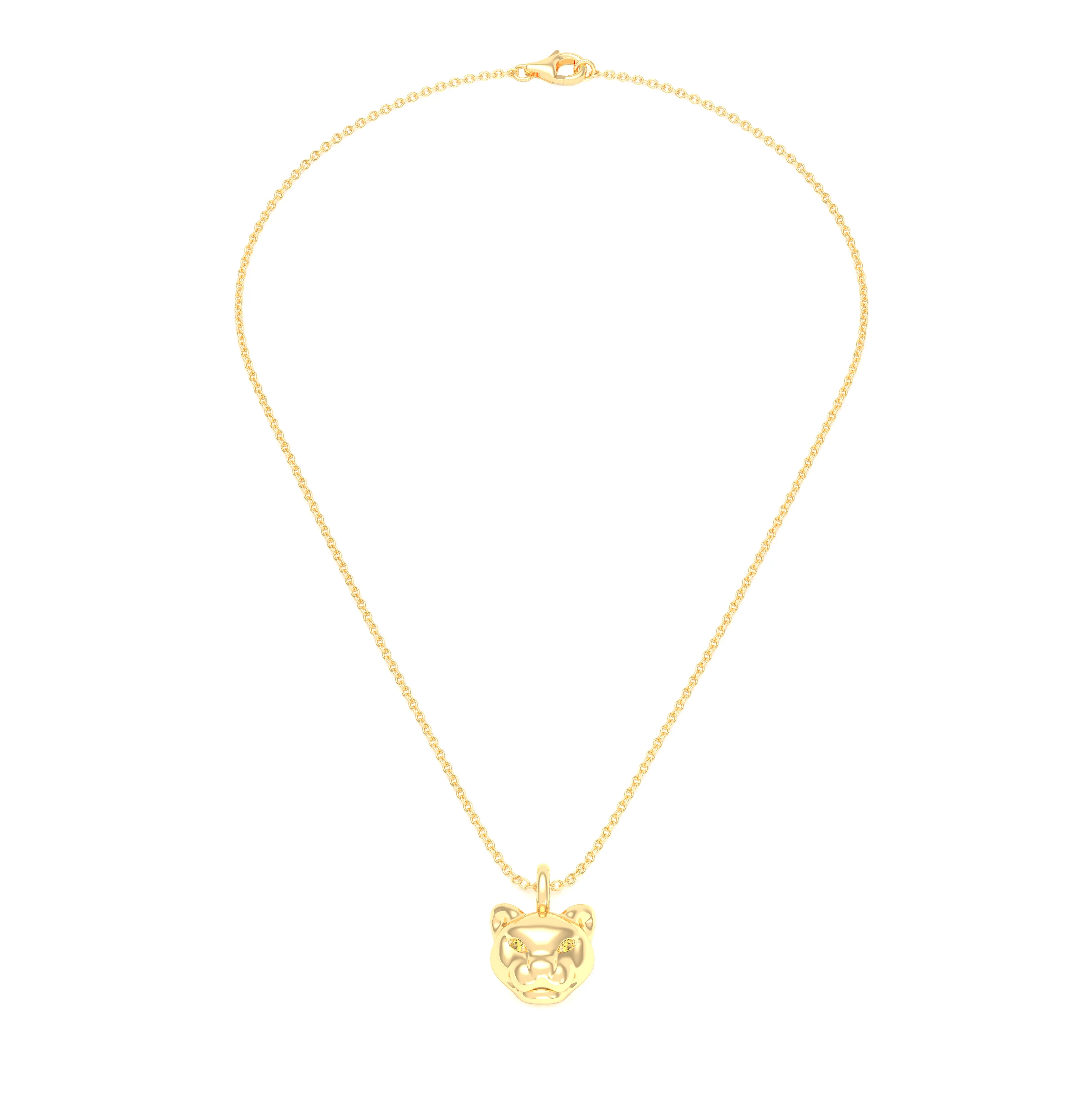 Collier Féline en Or Jaune 18k et Pierres Précieuses