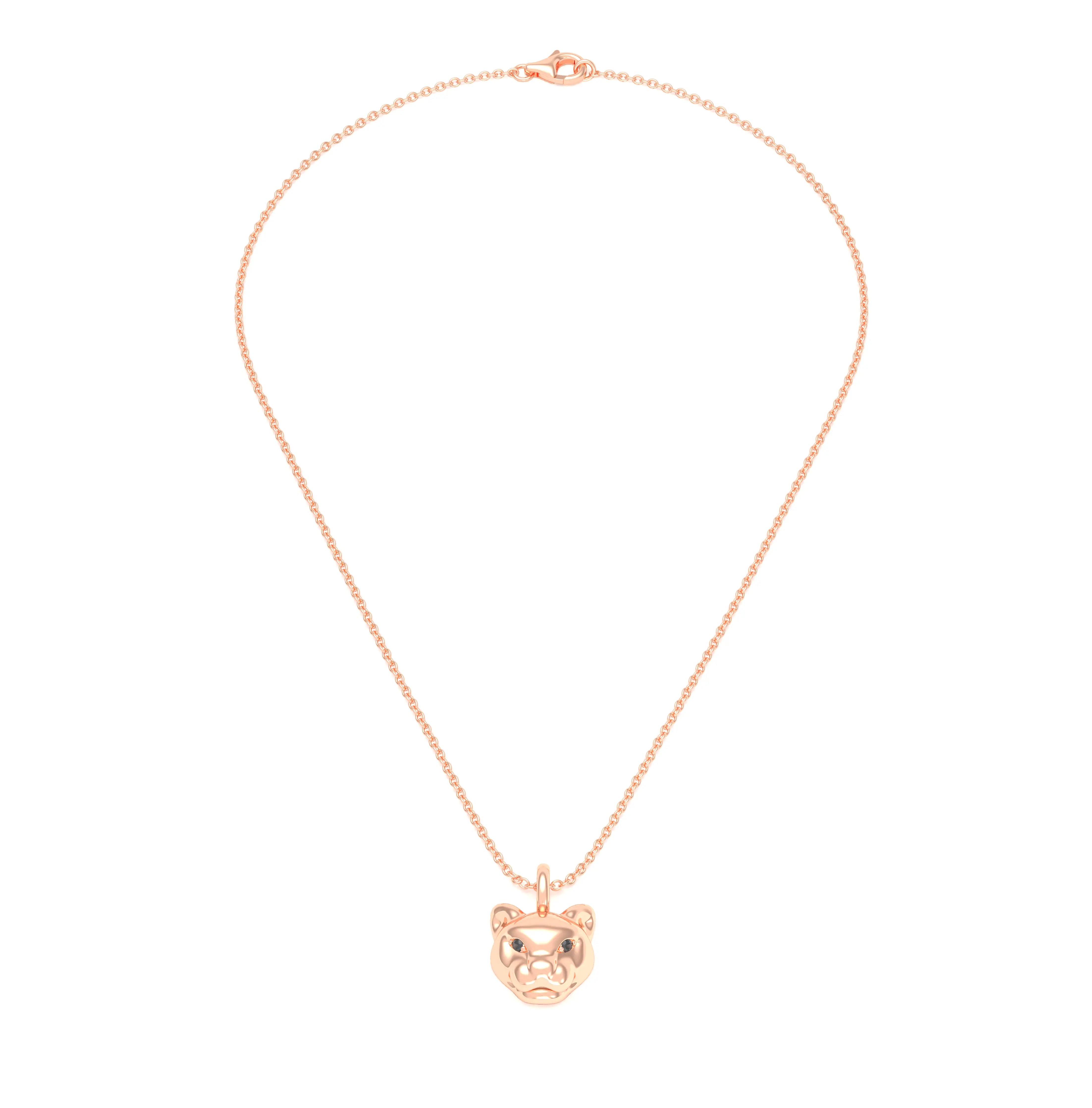 Collier Féline en Or Rose 18k et Pierres Précieuses