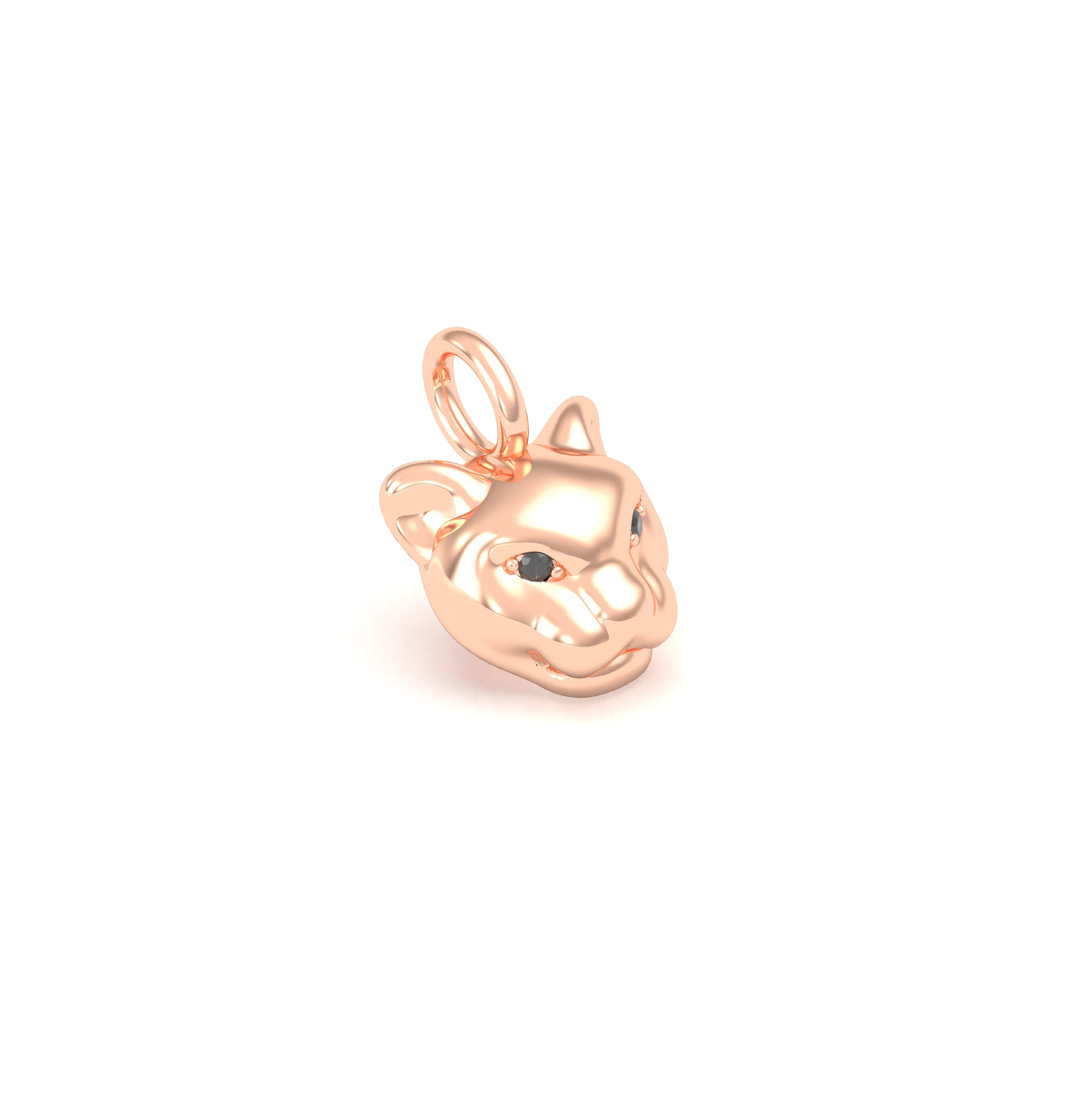 Collier Féline en Or Rose 18k et Pierres Précieuses Diamant noir Pendentif seul