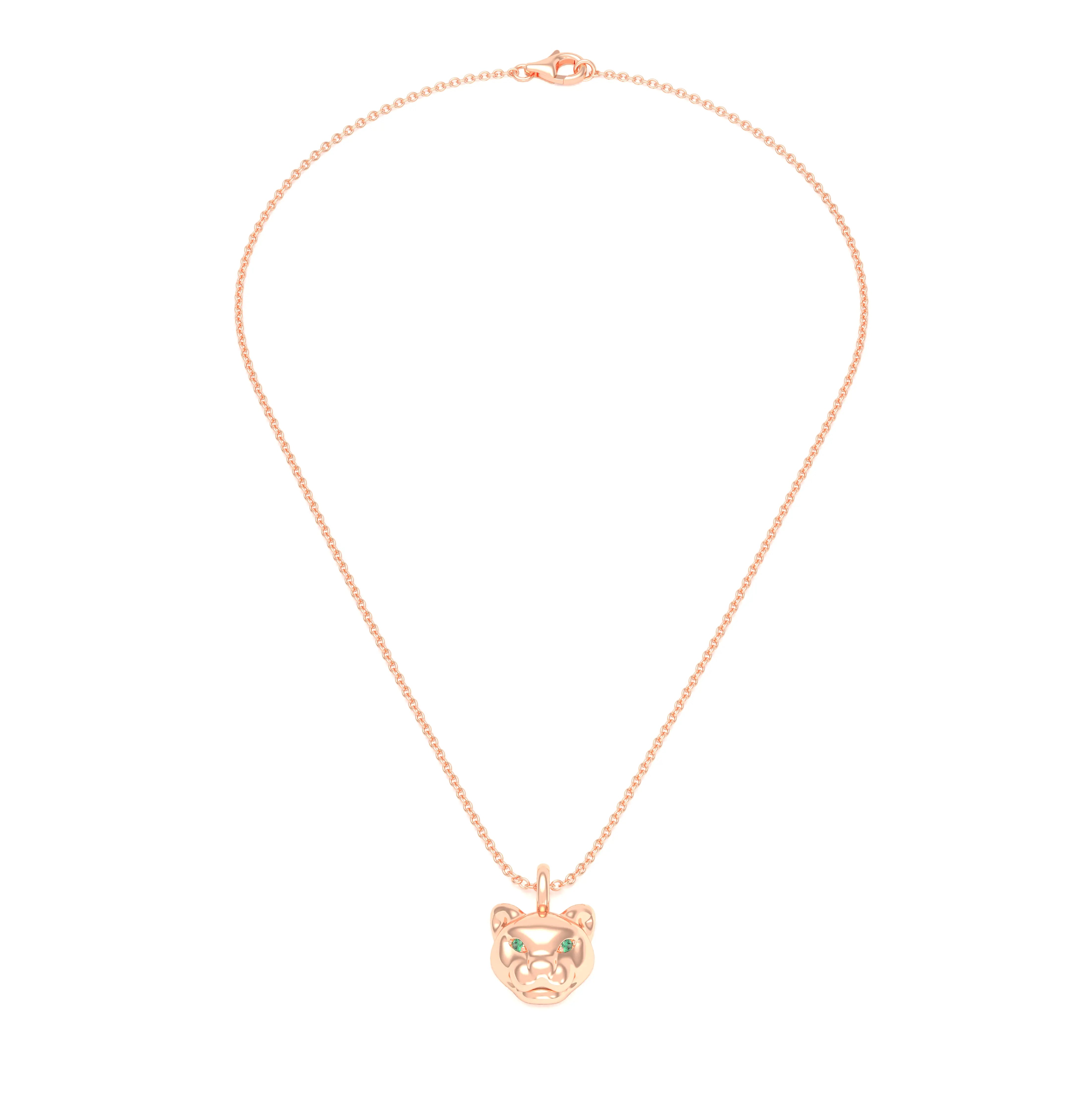 Collier Féline en Or Rose 18k et Pierres Précieuses