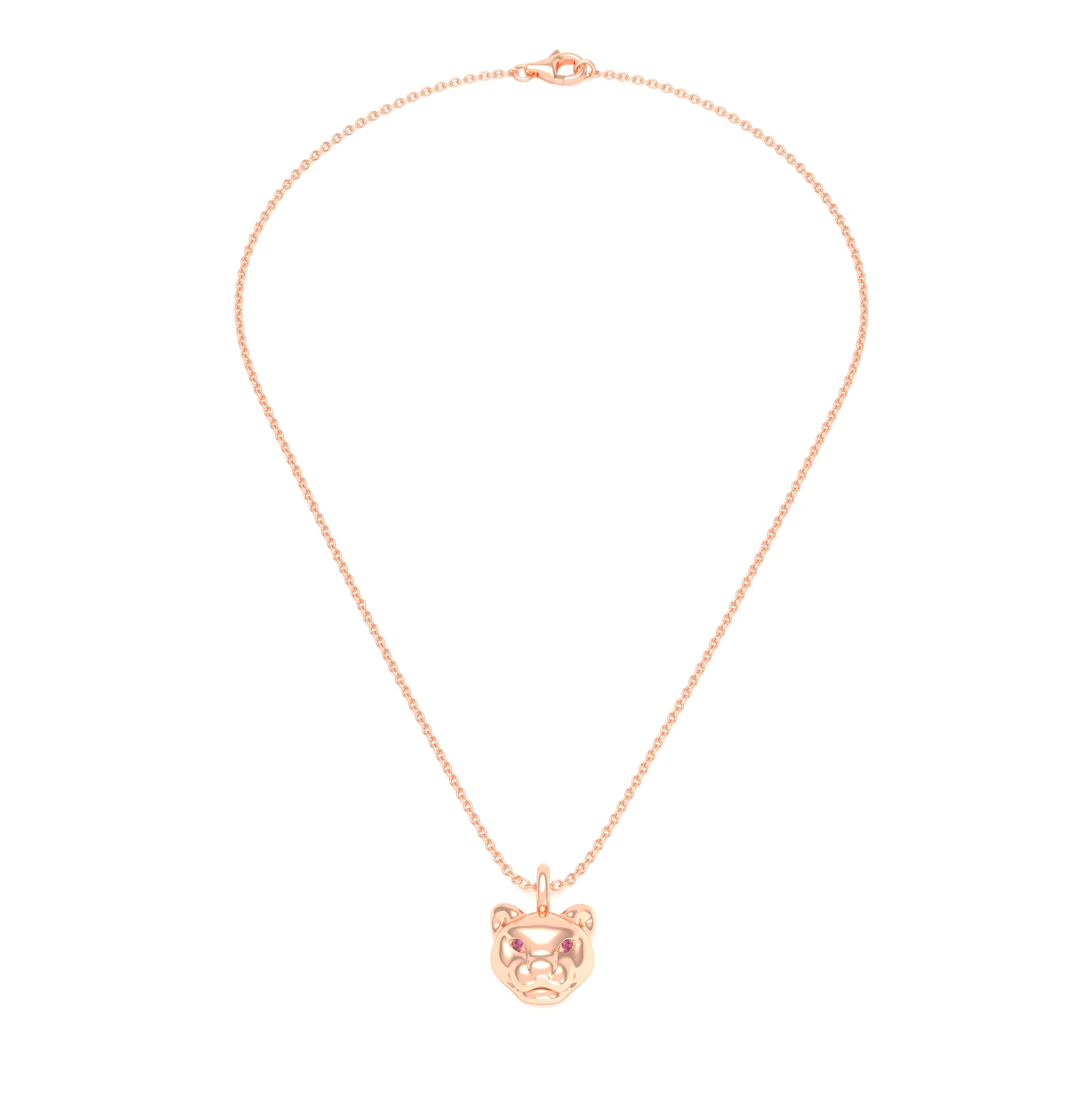 Collier Féline en Or Rose 18k et Pierres Précieuses
