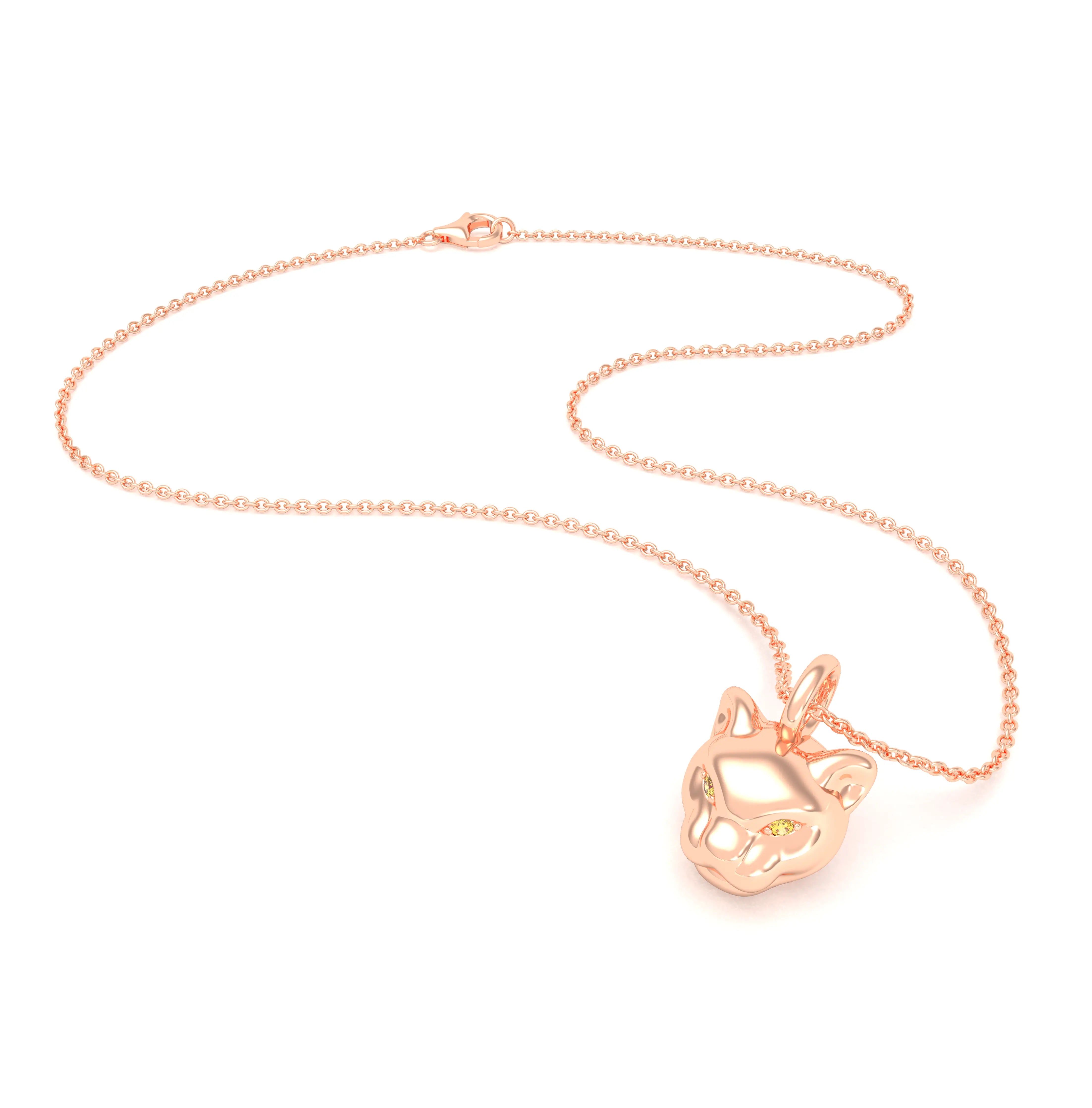 Collier Féline en Or Rose 18k et Pierres Précieuses