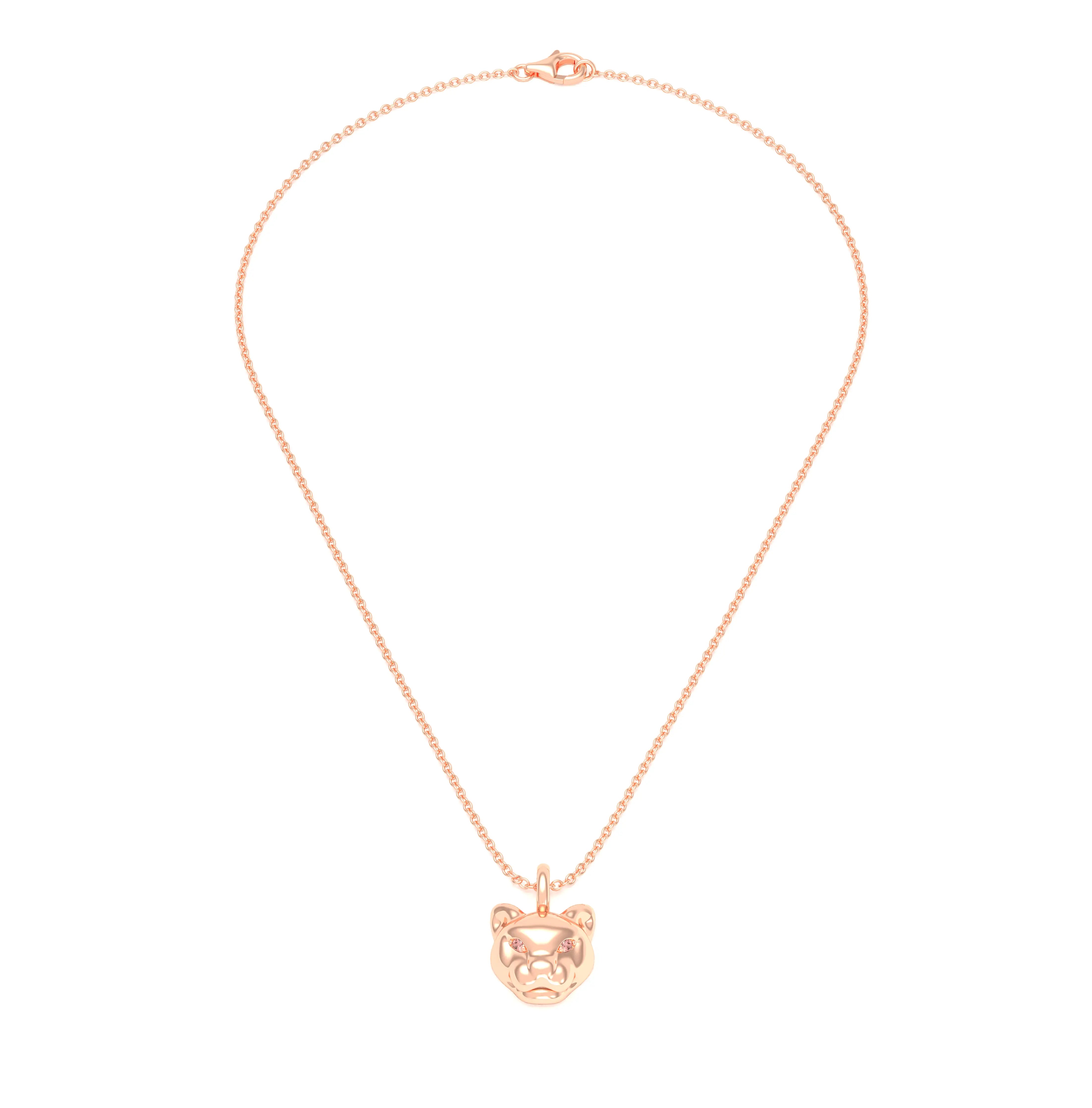 Collier Féline en Or Rose 18k et Pierres Précieuses
