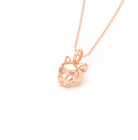 Collier Féline en Or Rose 18k et Pierres Précieuses Saphir rose Pendentif avec chaîne