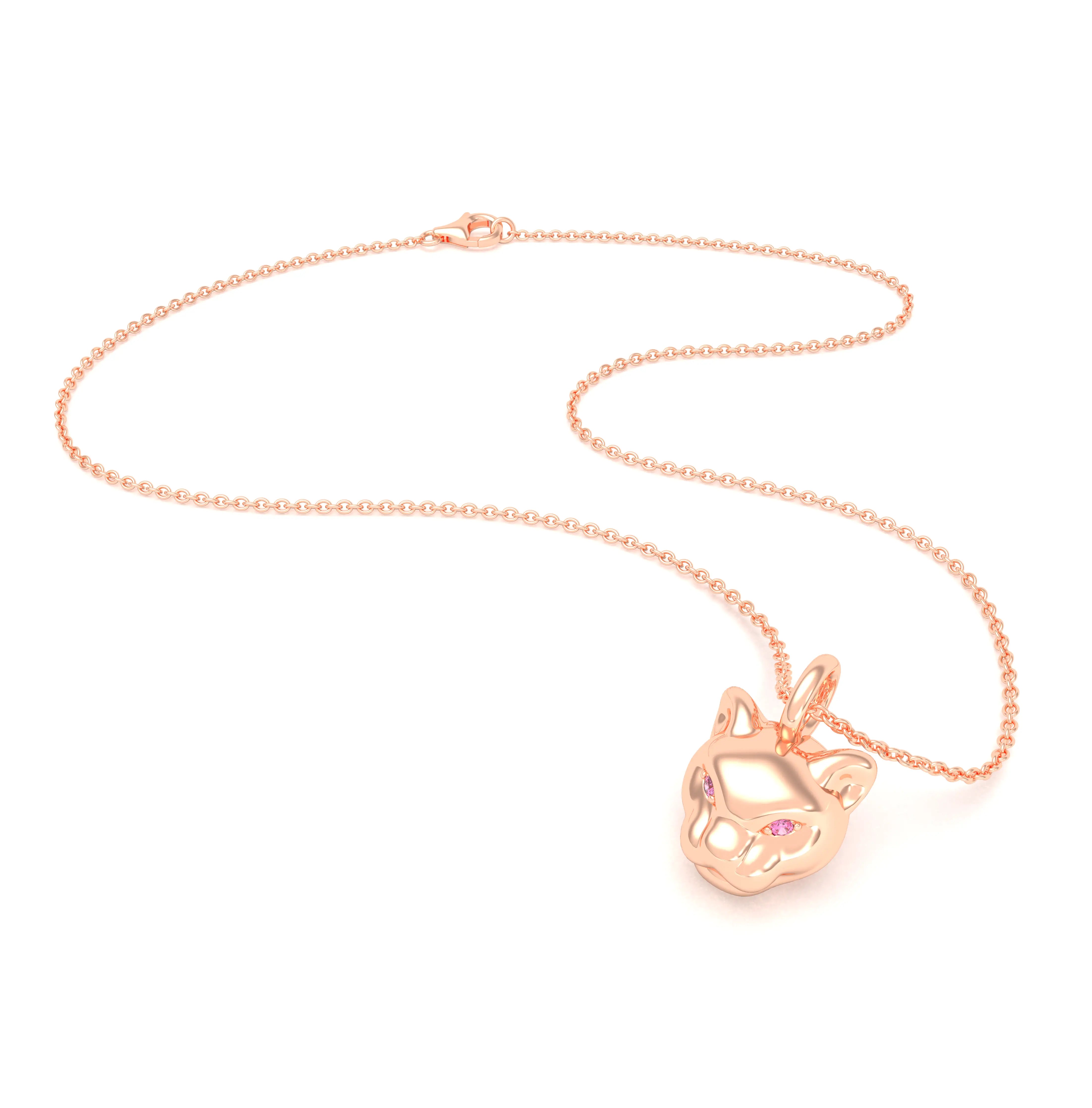 Collier Féline en Or Rose 18k et Pierres Précieuses