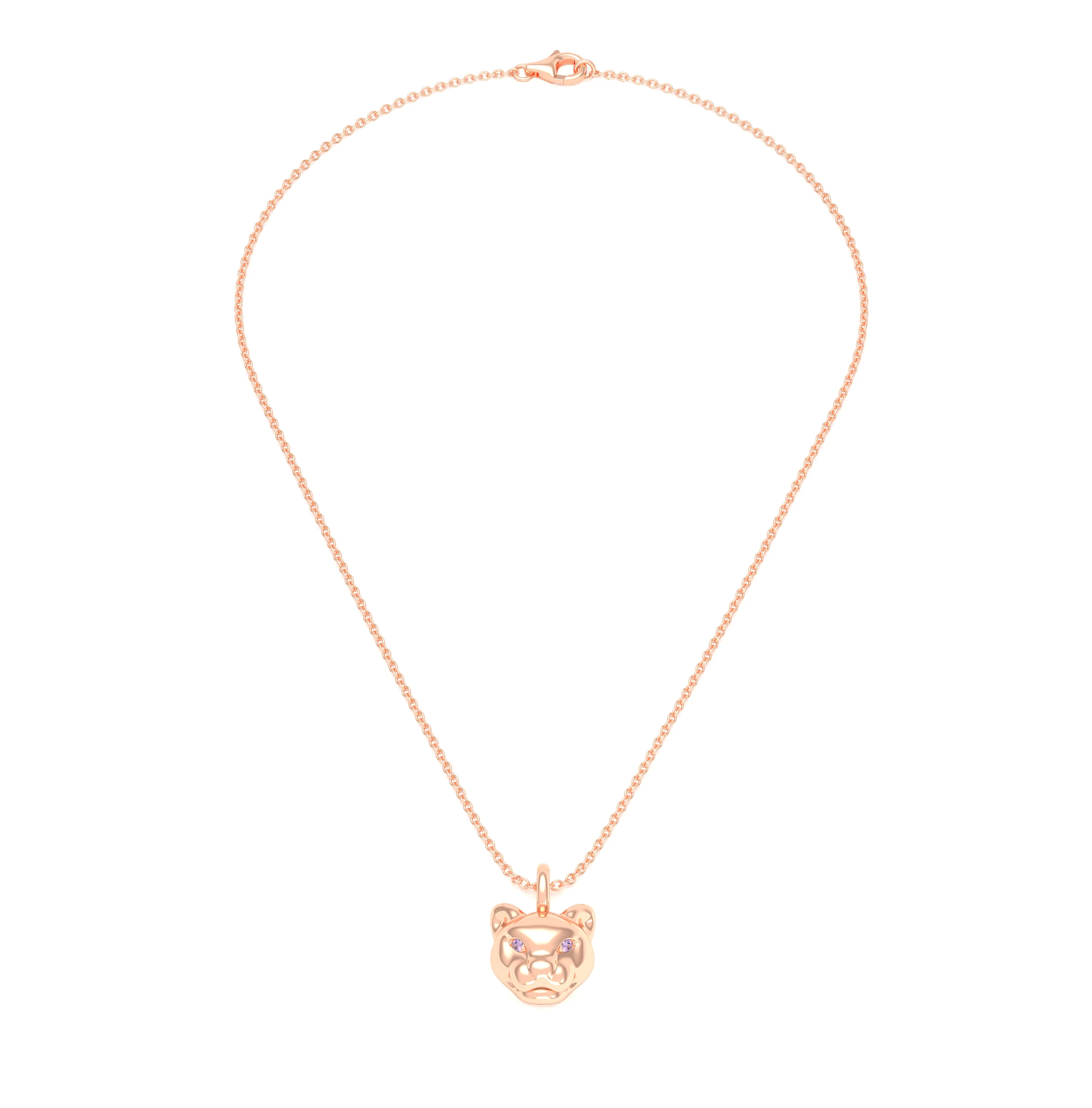 Collier Féline en Or Rose 18k et Pierres Précieuses