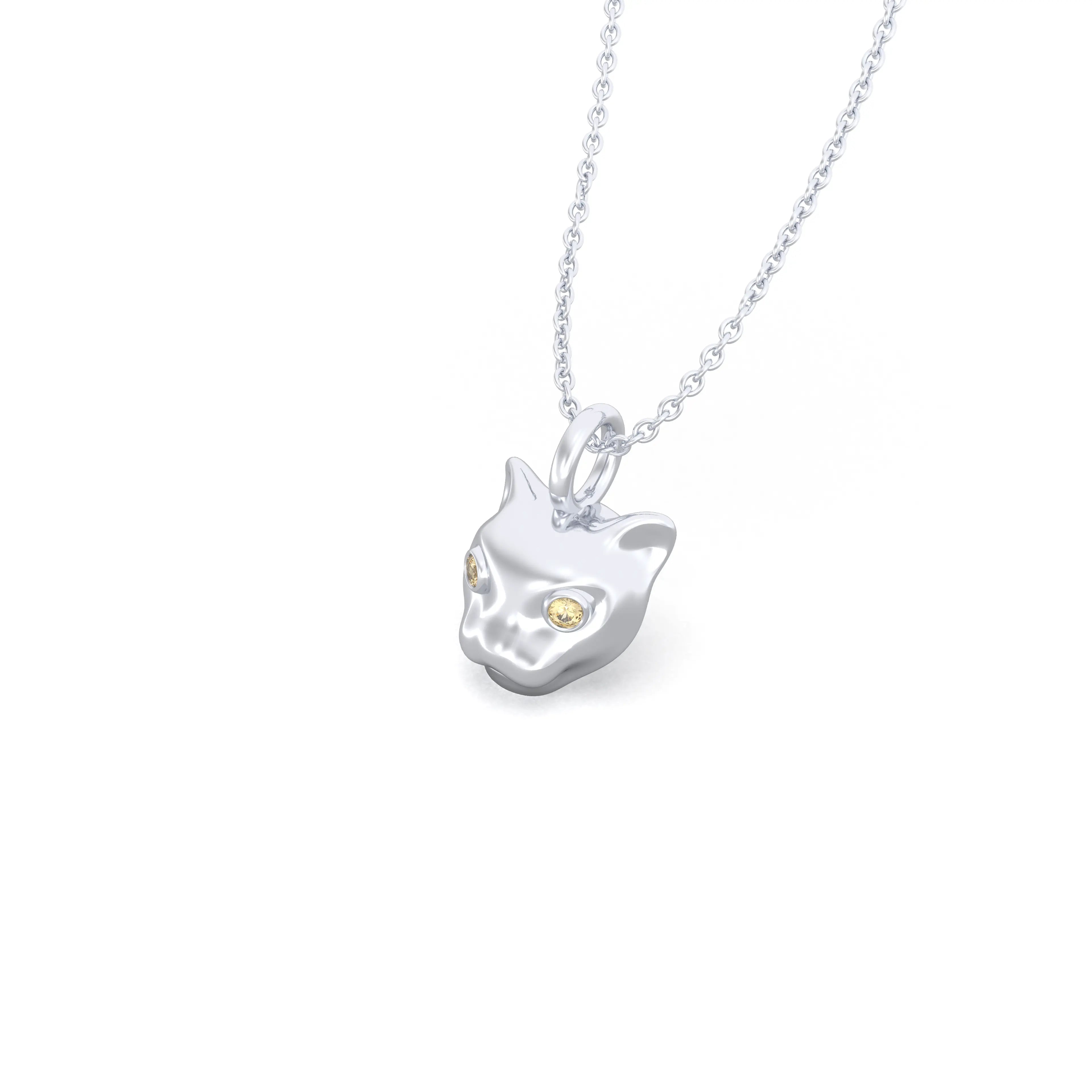 Collier “Féline” en Argent 950 et Pierres Fines – L'Éclat Indomptable Citrine