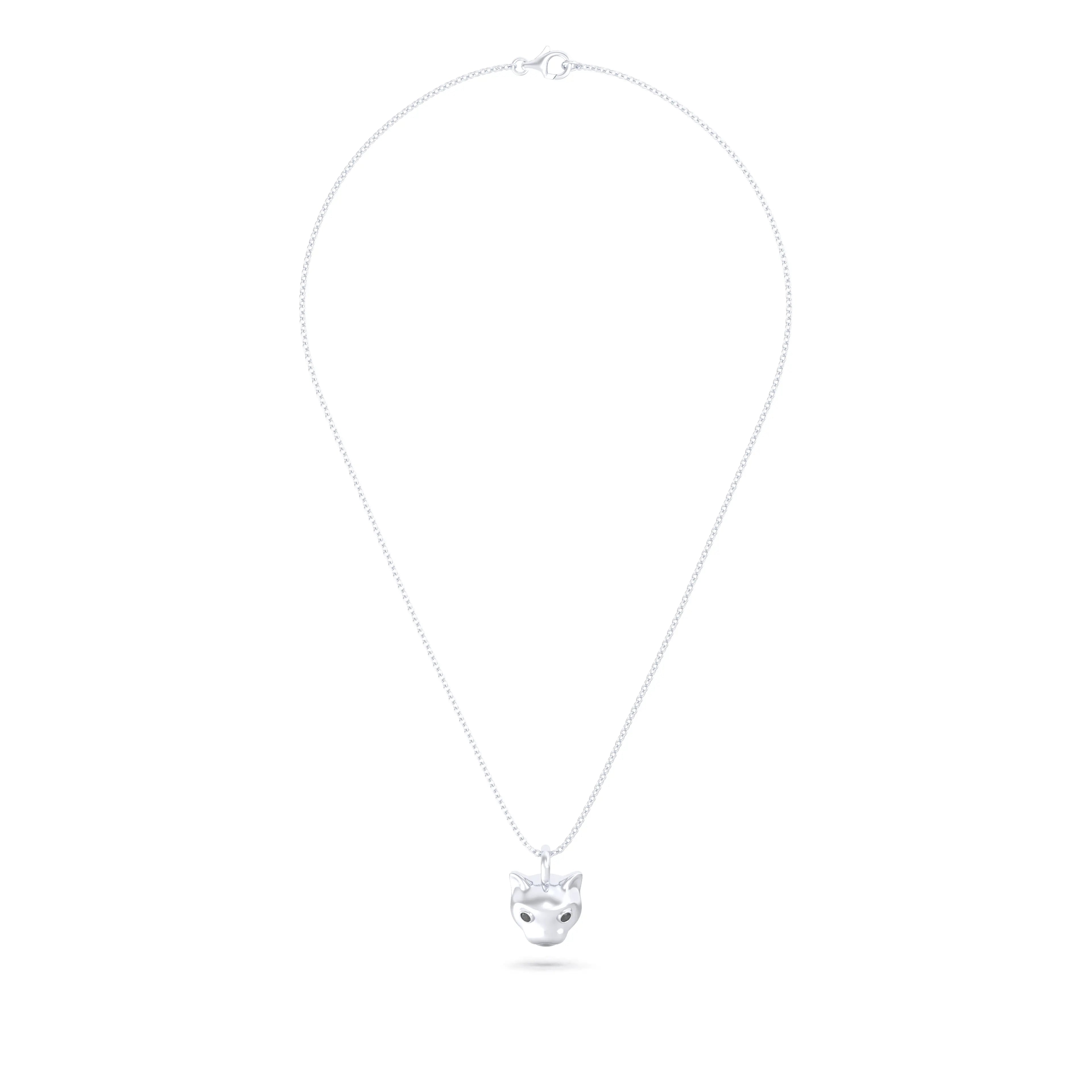 Collier “Féline” en Or Blanc 18k et Pierres Précieuses