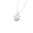 Collier “Féline” en Or Blanc 18k et Pierres Précieuses Emeraude Pendentif avec chaîne