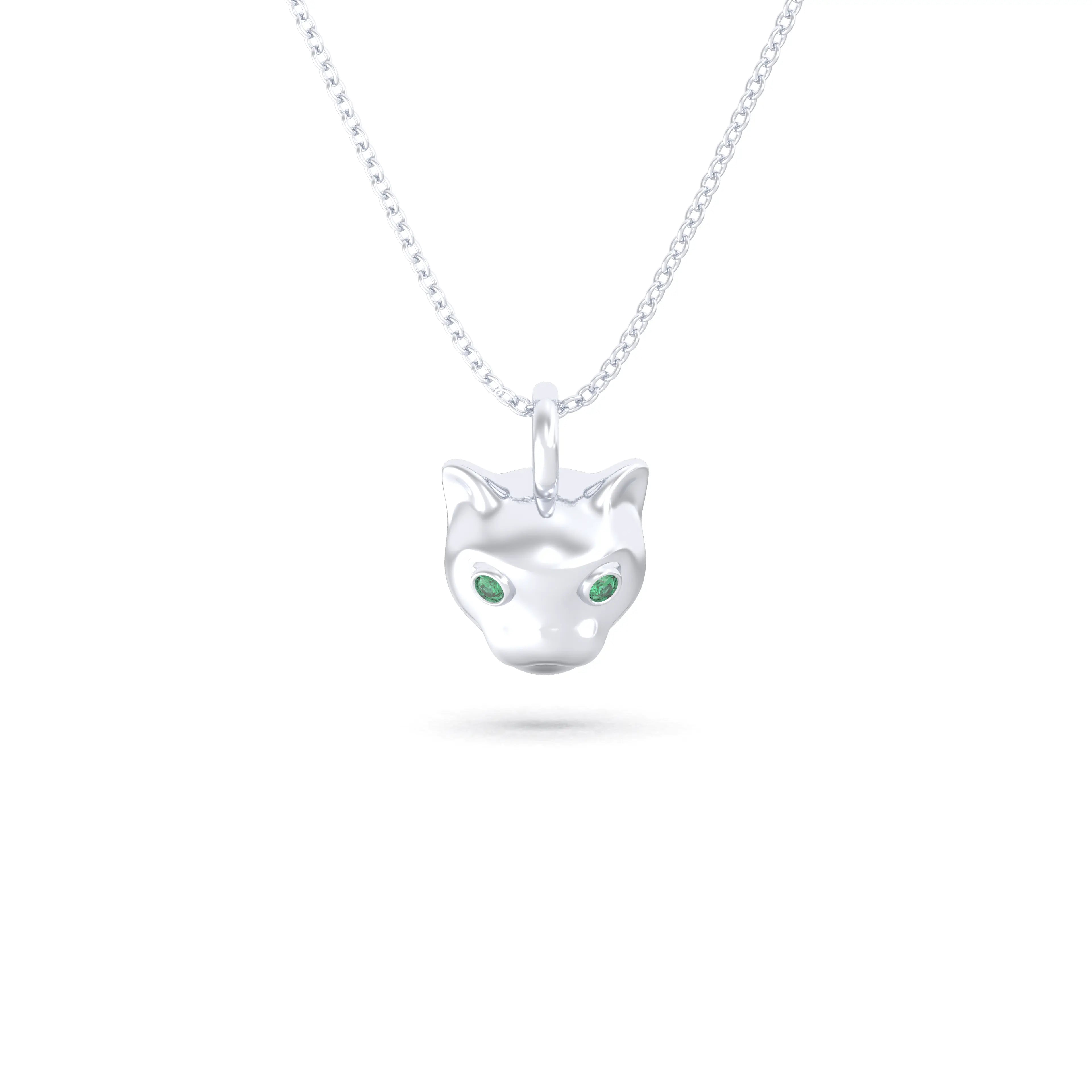 Collier “Féline” en Or Blanc 18k et Pierres Précieuses