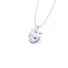 Collier “Féline” en Or Blanc 18k et Pierres Précieuses Saphir bleu Pendentif avec chaîne