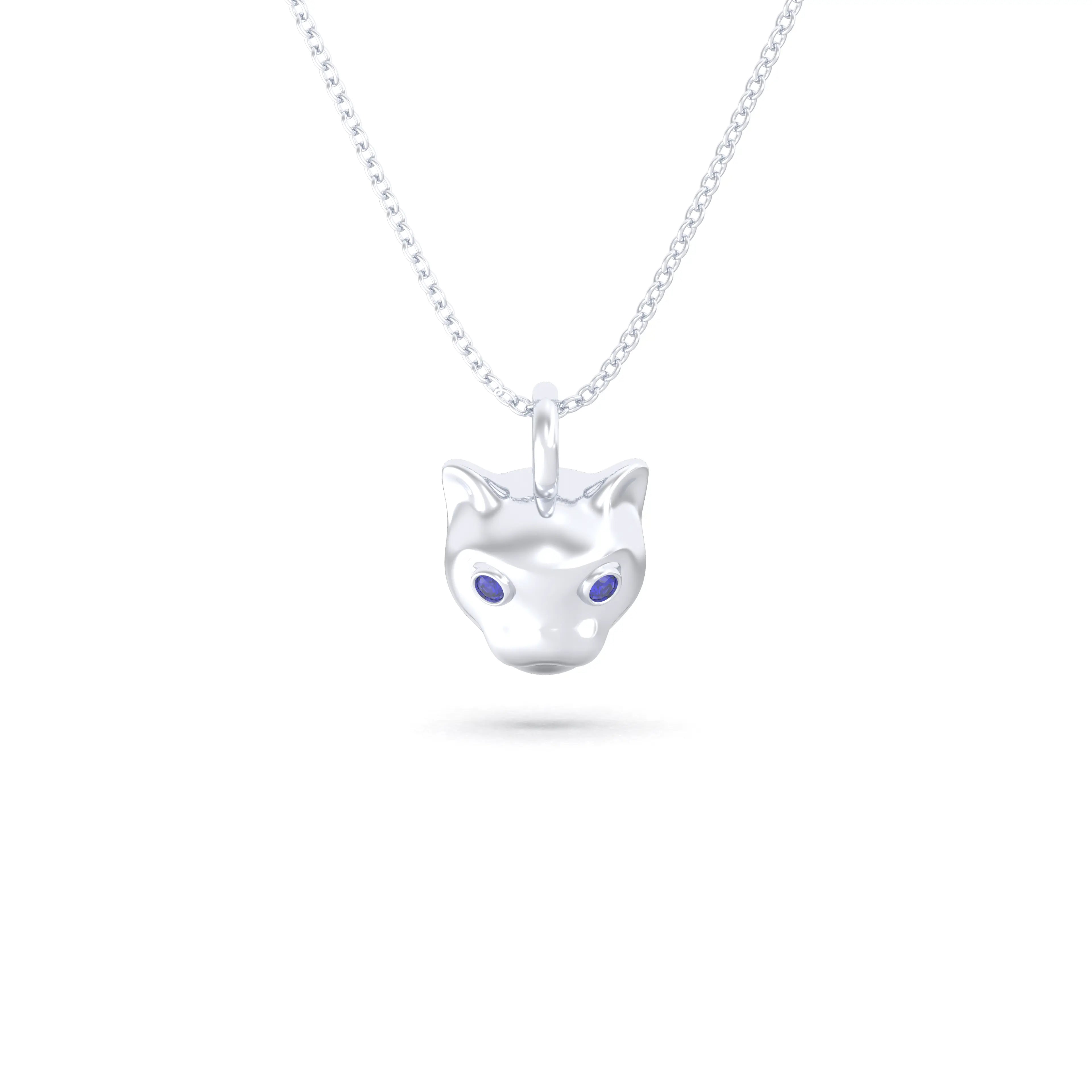 Collier “Féline” en Or Blanc 18k et Pierres Précieuses