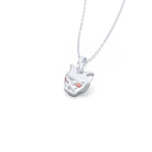 Collier “Féline” en Or Blanc 18k et Pierres Précieuses Saphir pêche Pendentif avec chaîne