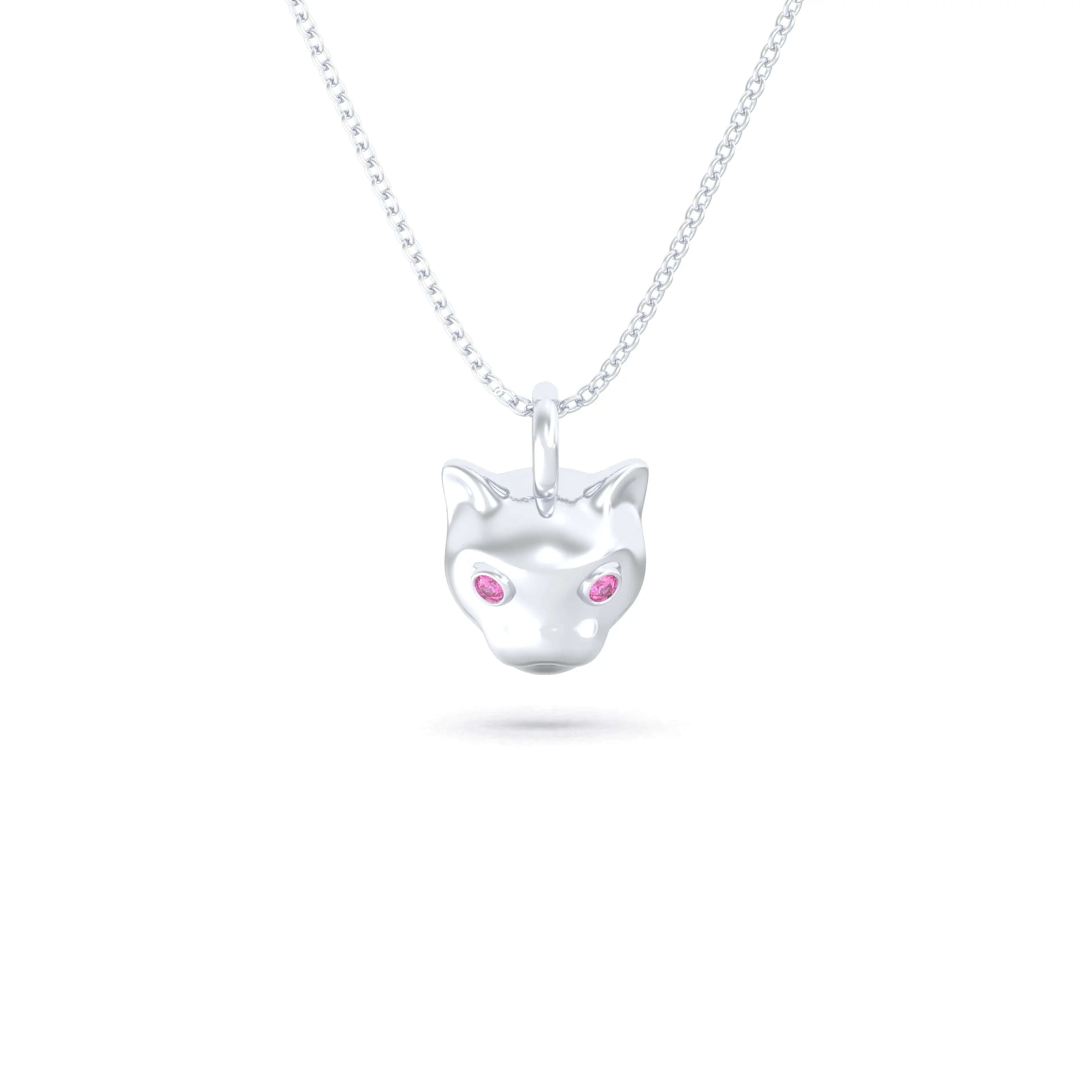 Collier “Féline” en Or Blanc 18k et Pierres Précieuses