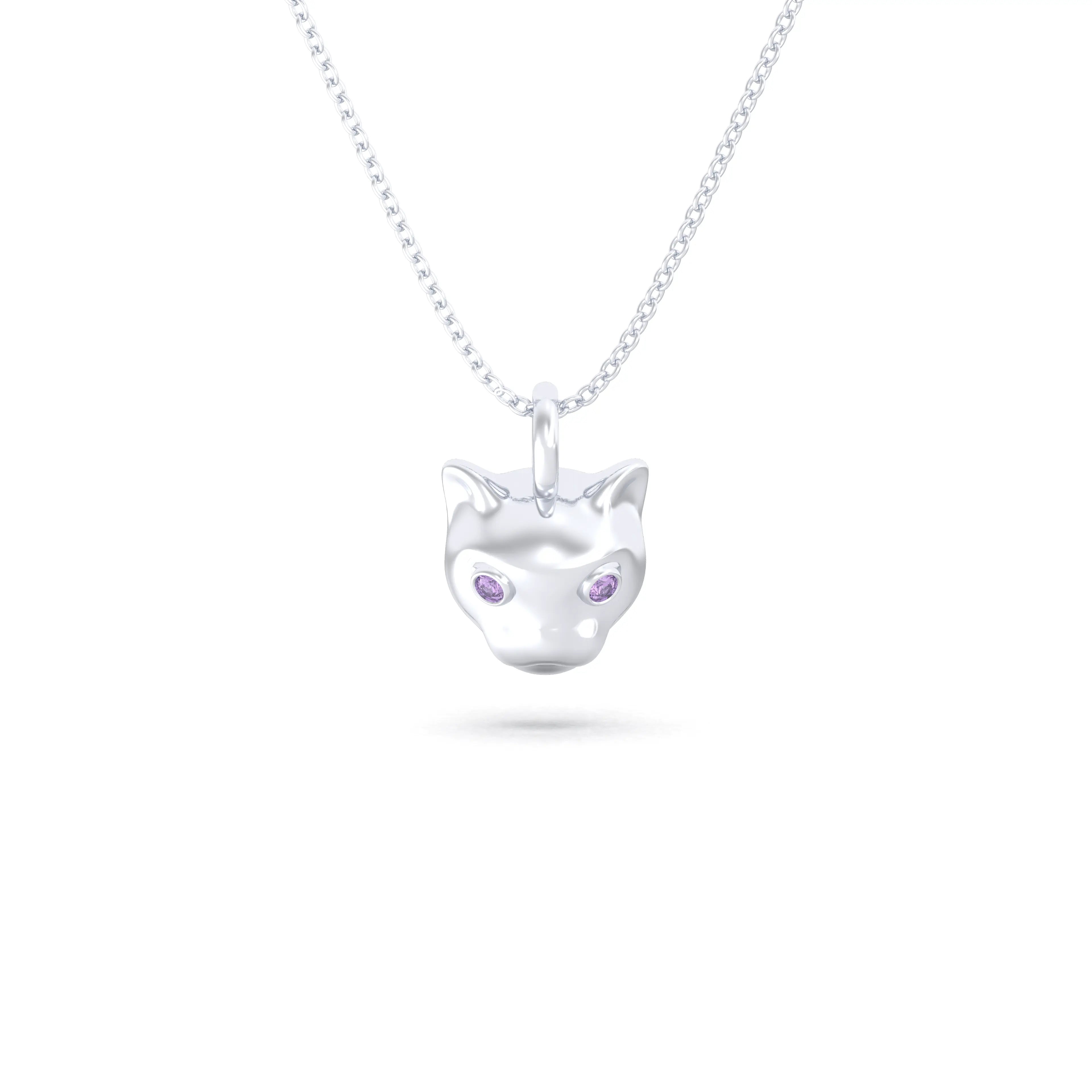 Collier “Féline” en Or Blanc 18k et Pierres Précieuses