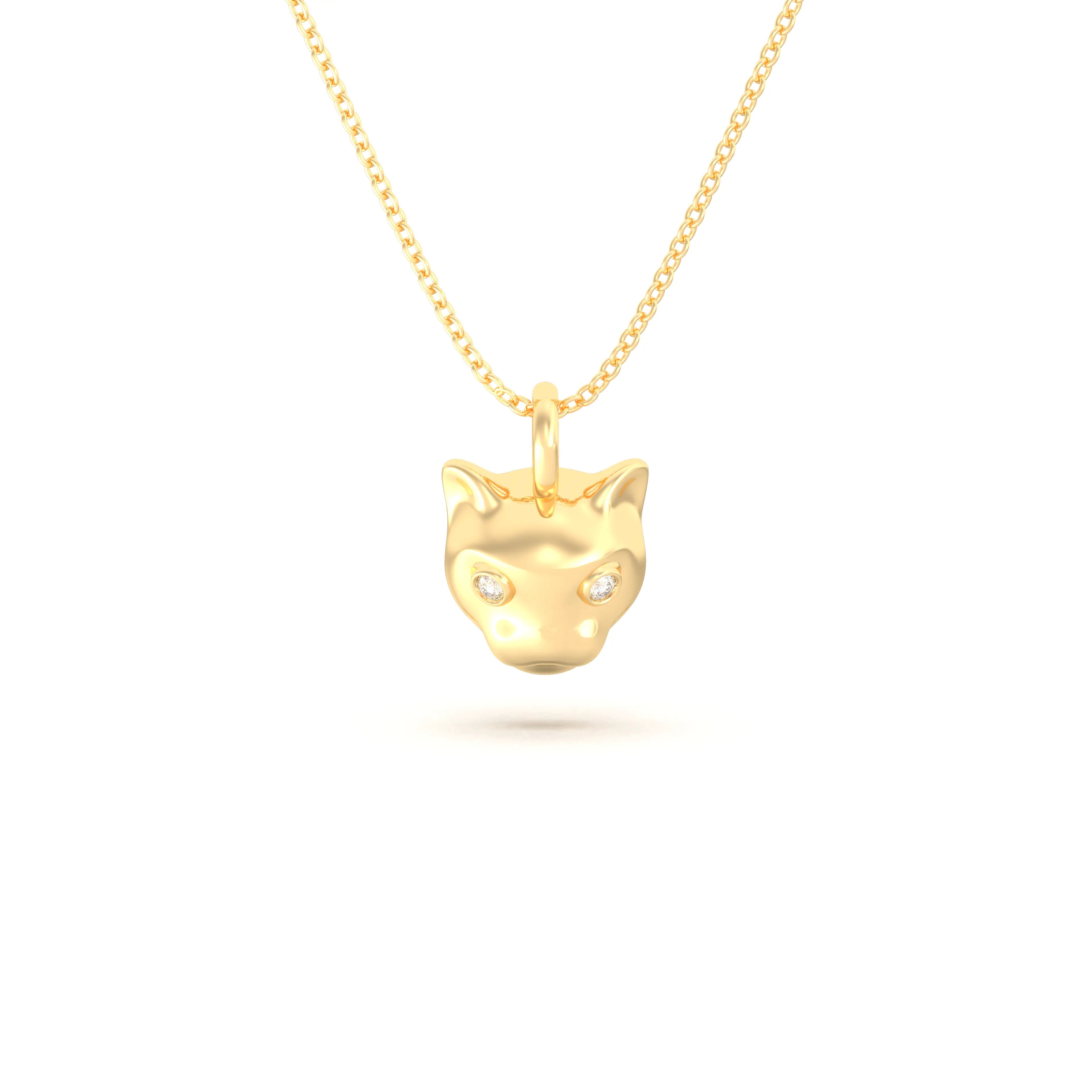 Collier “Féline” en Or Jaune 18k et Pierres Précieuses