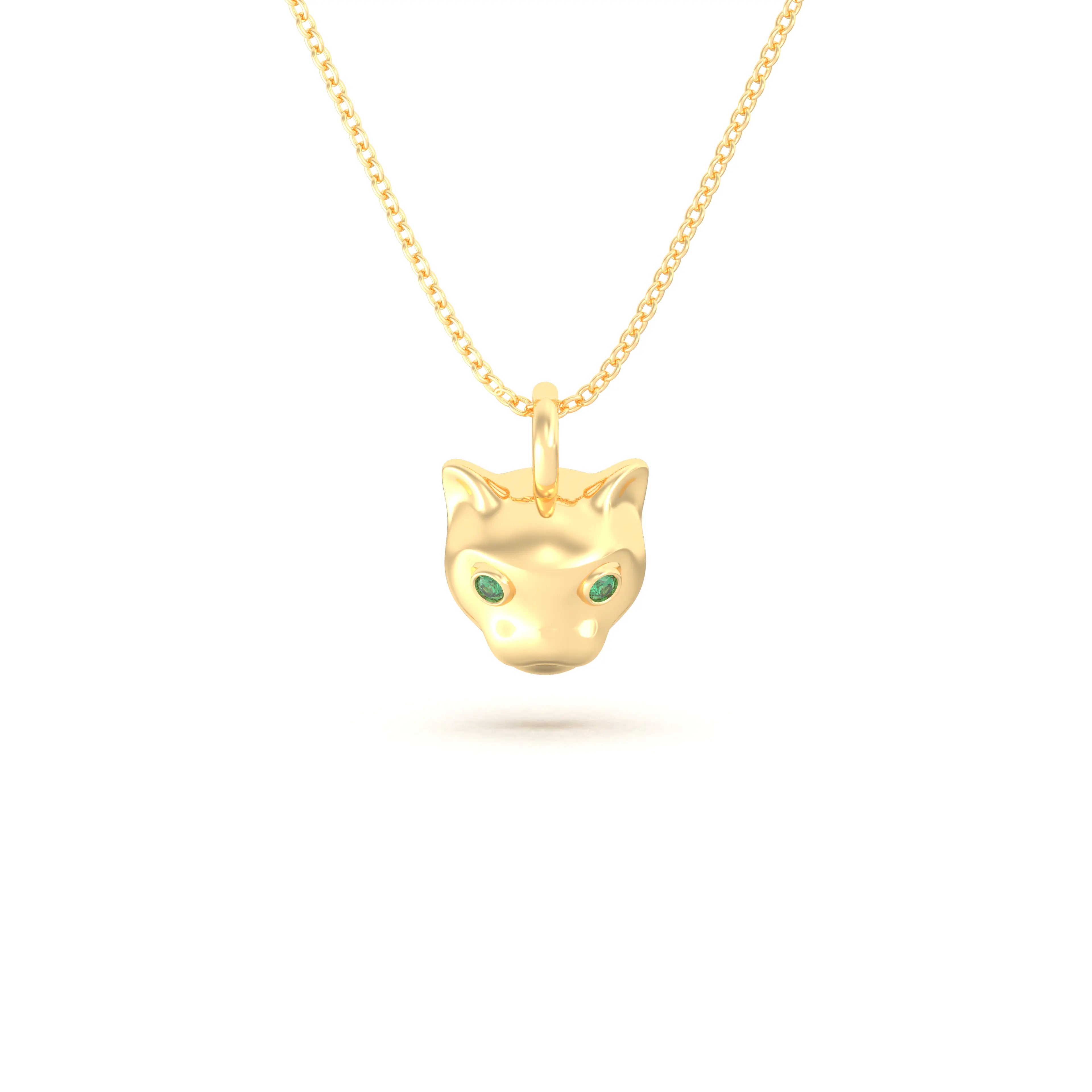 Collier “Féline” en Or Jaune 18k et Pierres Précieuses