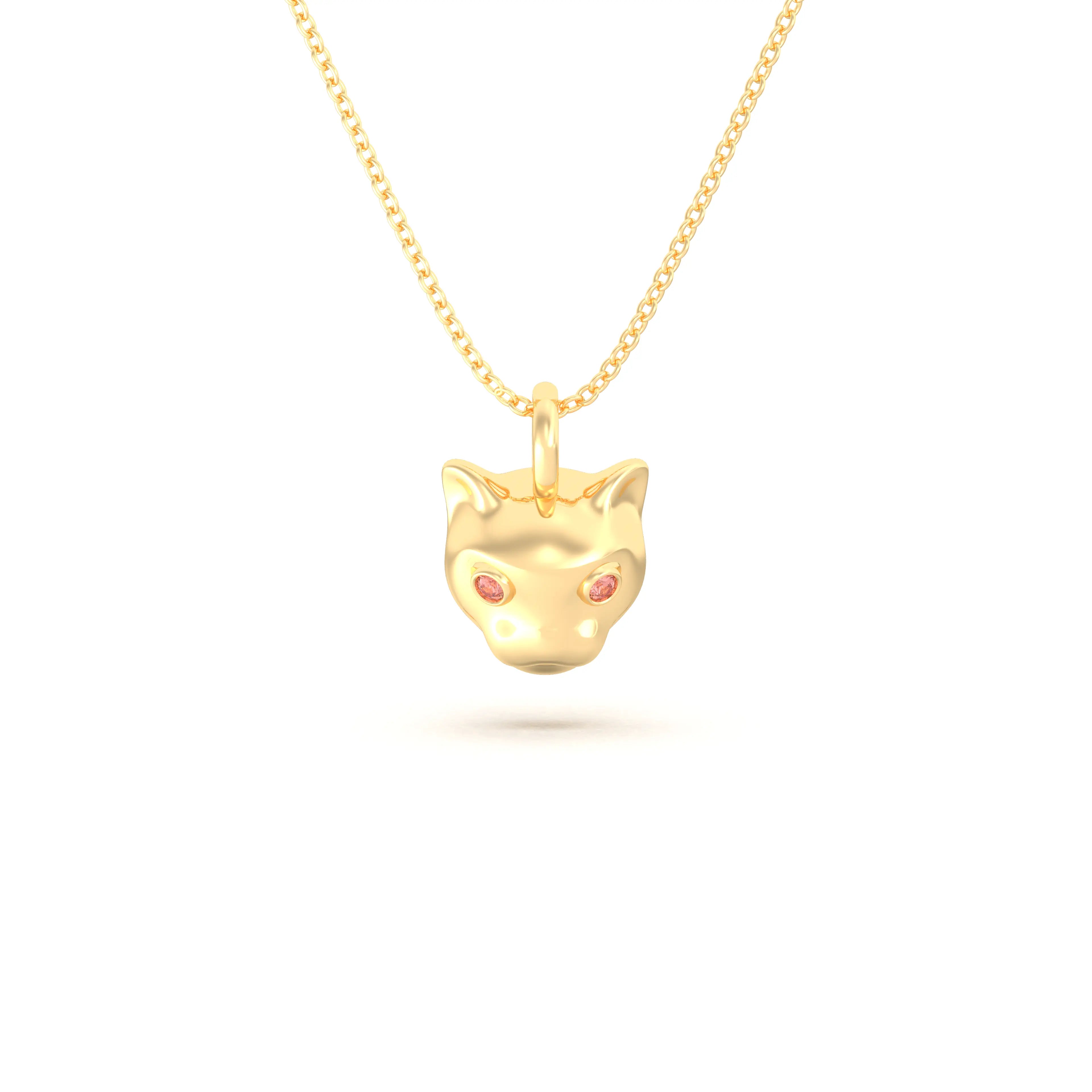 Collier “Féline” en Or Jaune 18k et Pierres Précieuses