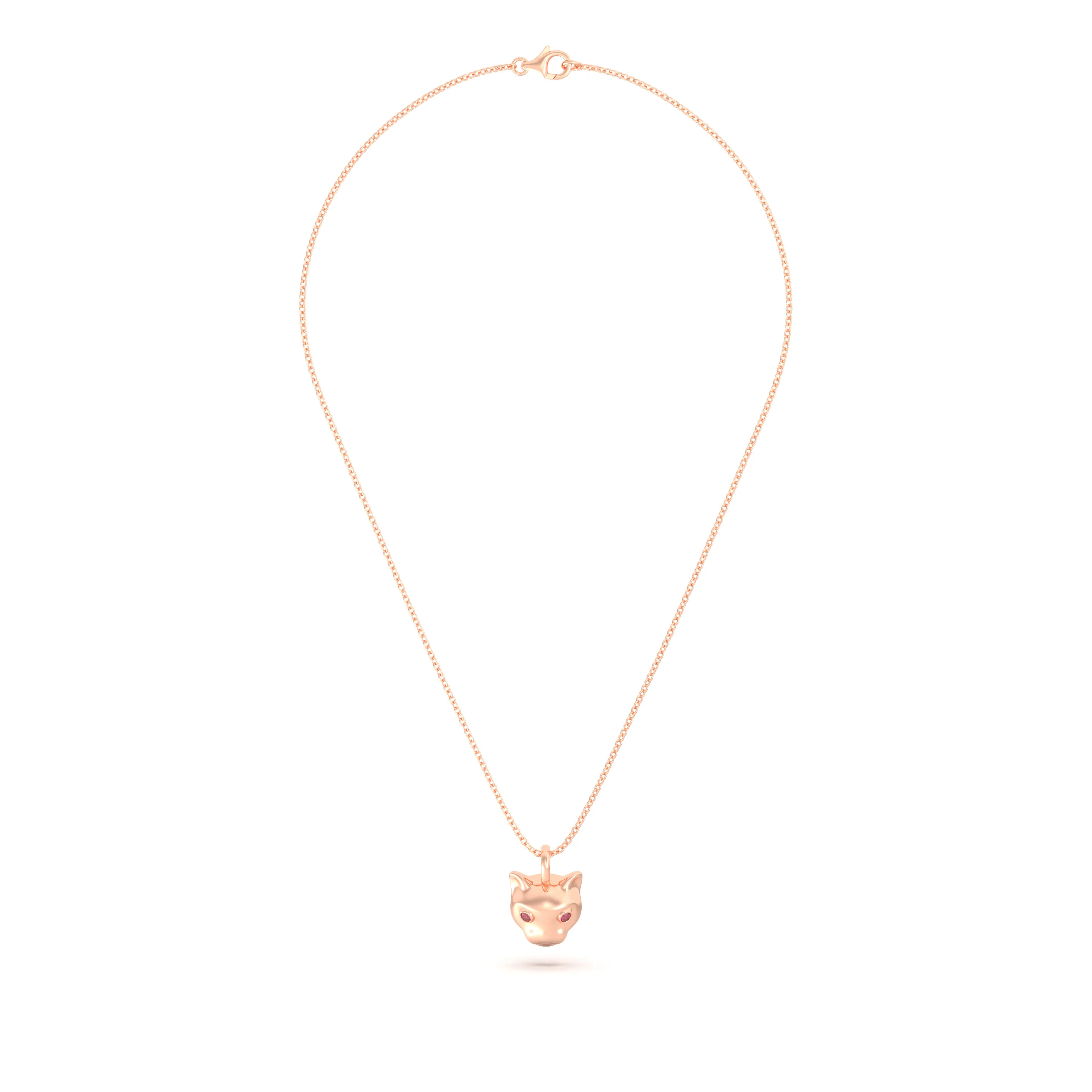 Collier “Féline” en Or Rose 18k et Pierres Précieuses