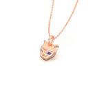 Collier “Féline” en Or Rose 18k et Pierres Précieuses Saphir bleu Pendentif avec chaîne