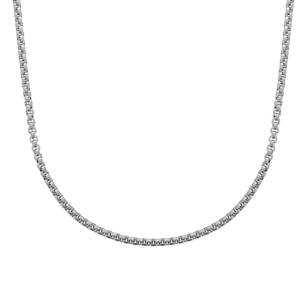 Collier fine maille vénitienne arrondie en acier homme