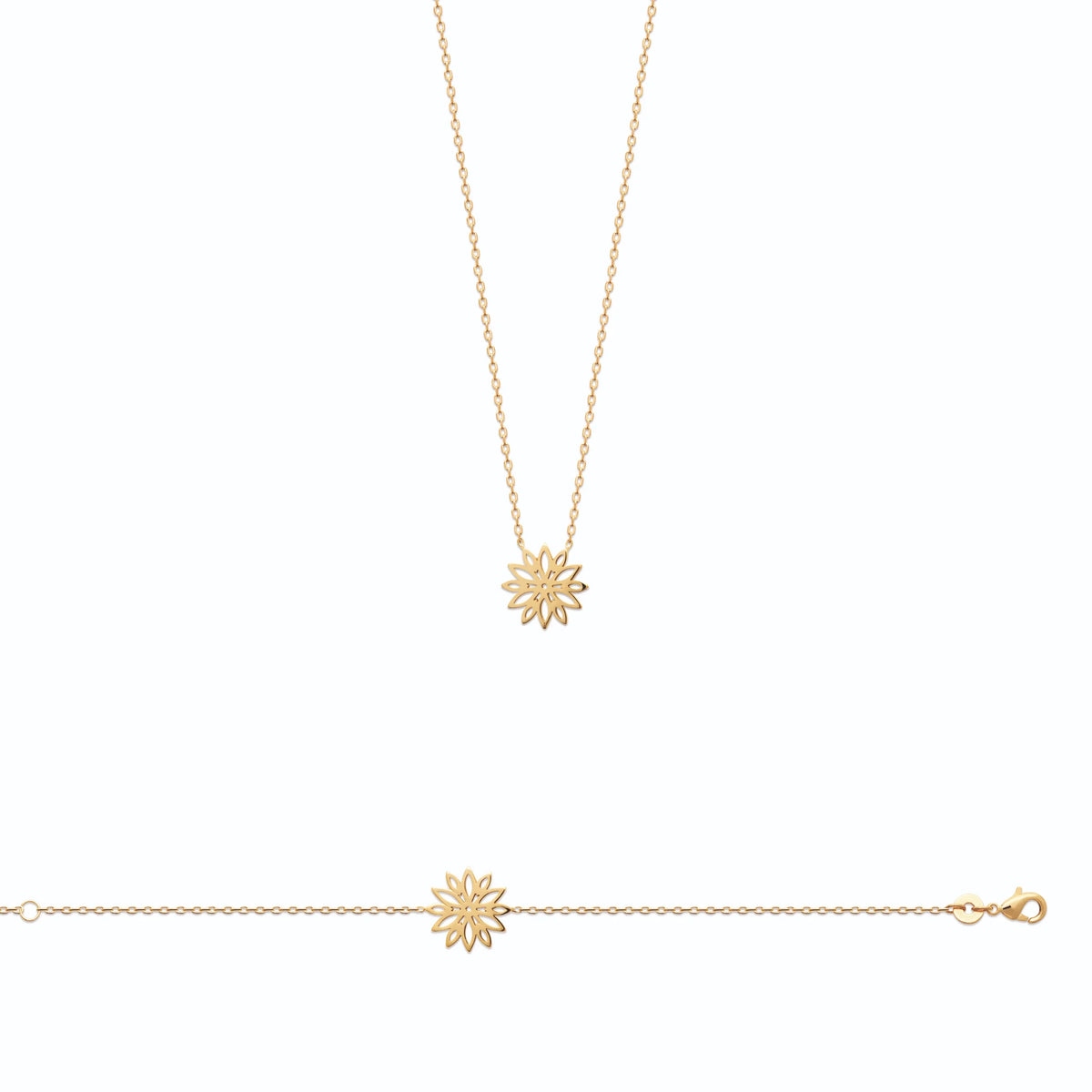 Collier fleur ajourée façon marguerite en plaqué or