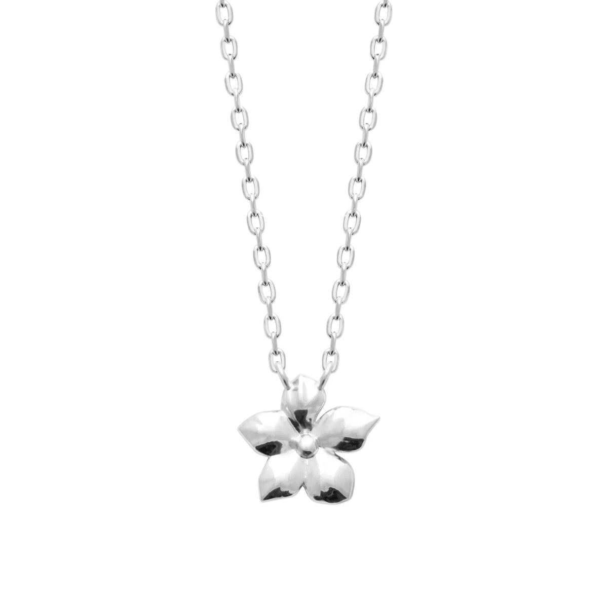 Collier fleur à cinq pétales bombés en argent 925