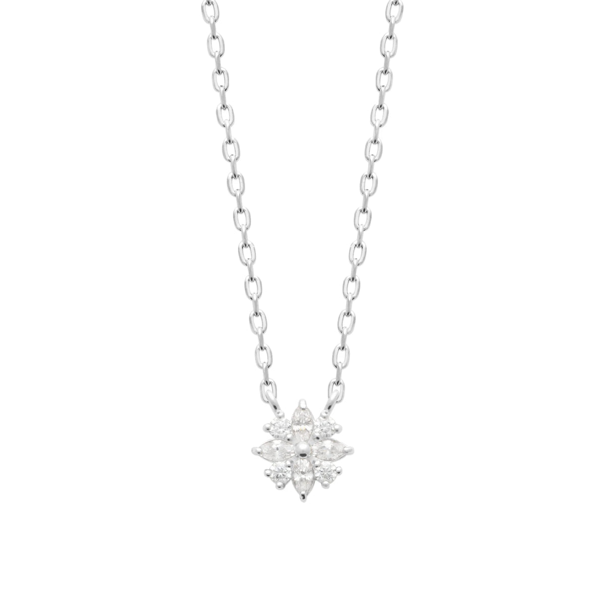 Collier fleur de zircons en argent 925