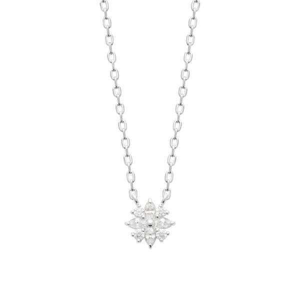 Collier fleur de zircons en argent 925