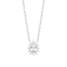 Collier fleur de zircons navette et zircon ovale en argent 925
