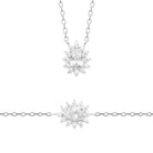 Collier fleur de zircons navette et zircon ovale en argent 925