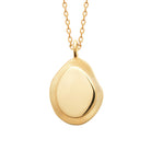Collier galet doré au centre lisse et rayons striés en plaqué or
