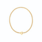 Collier chaîne gourmette épaisse à fermoir en T en acier doré