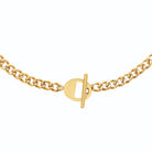 Collier chaîne gourmette épaisse à fermoir en T en acier doré